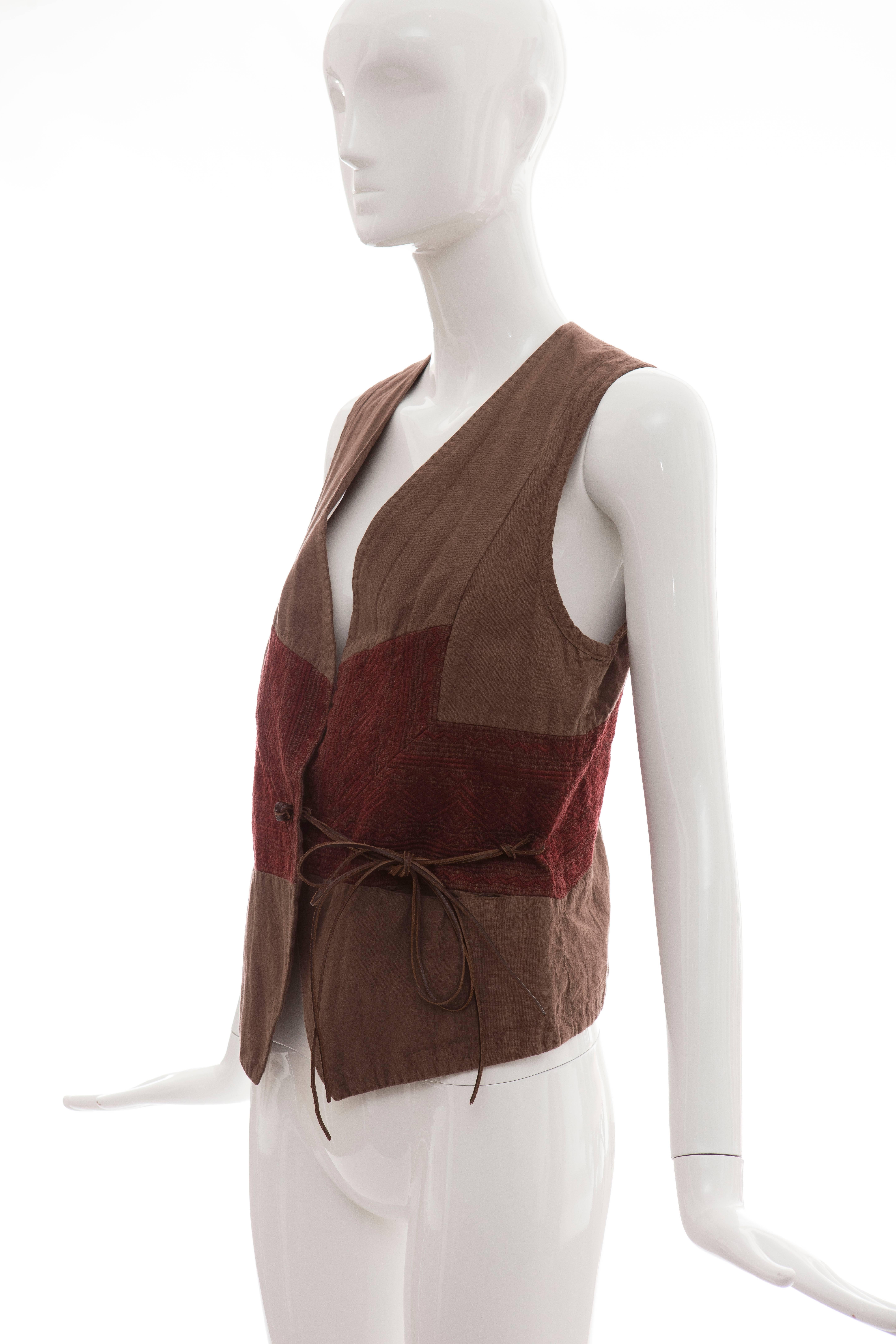 Dries Van Noten Cotton Linen Embroidered Vest, Spring/Summer 2003 For Sale 3