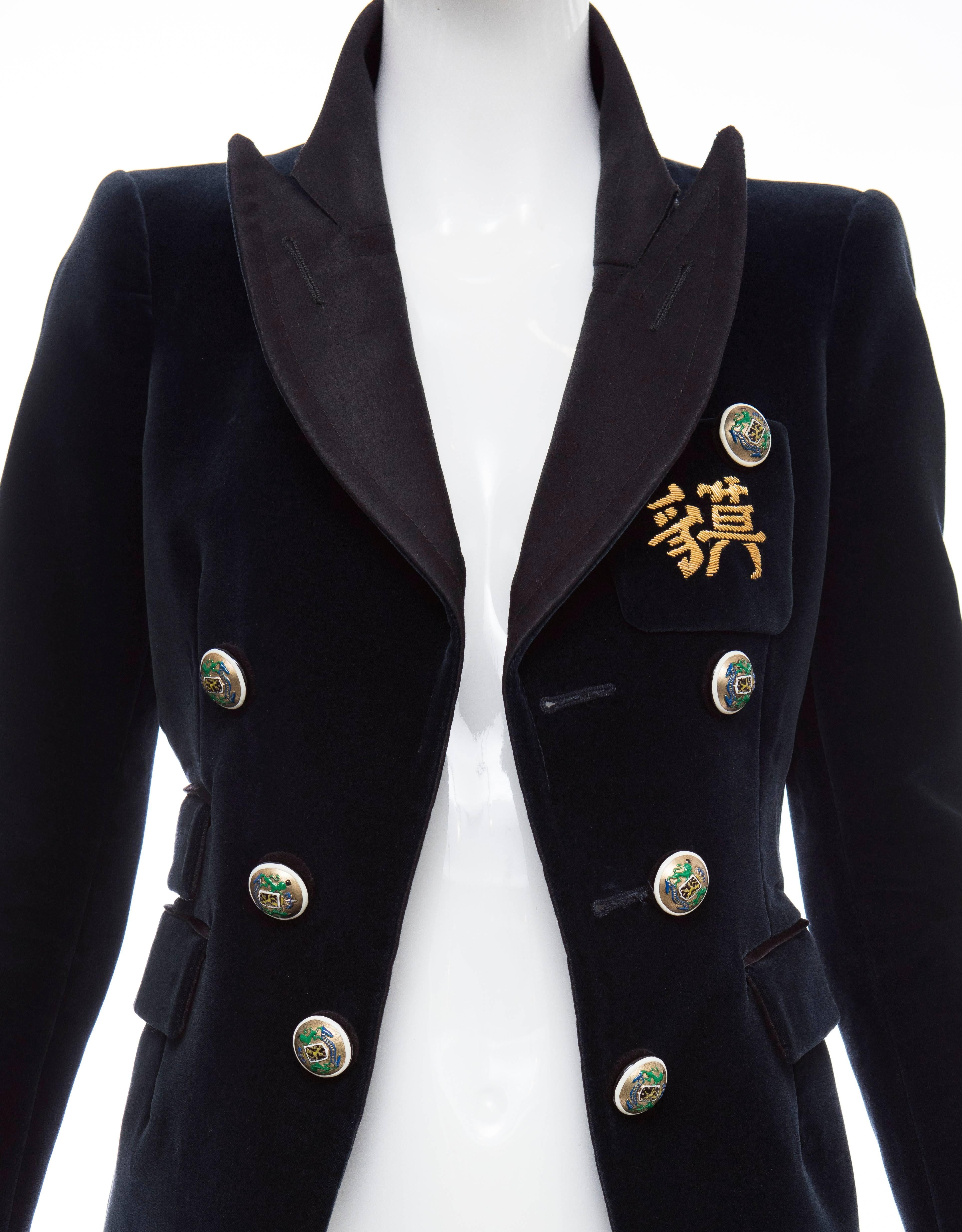 Women's Nicolas Ghesquière For Balenciaga Navy Velvet Blazer, Autumn-Winter 2007