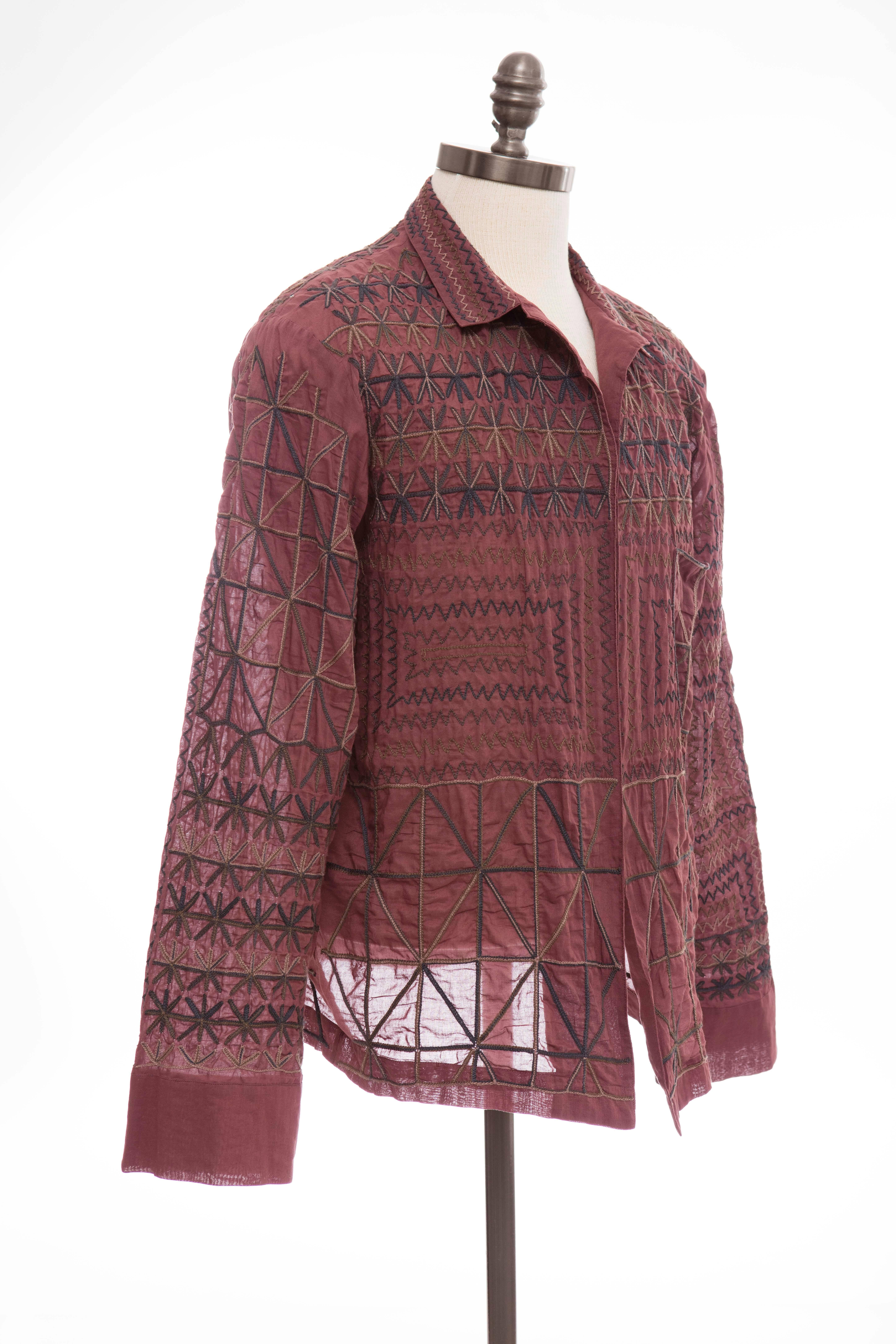 Dries Van Noten Men's Embroidered Cotton Lightweight Jacket, Spring 2015  In Excellent Condition In Cincinnati, OH