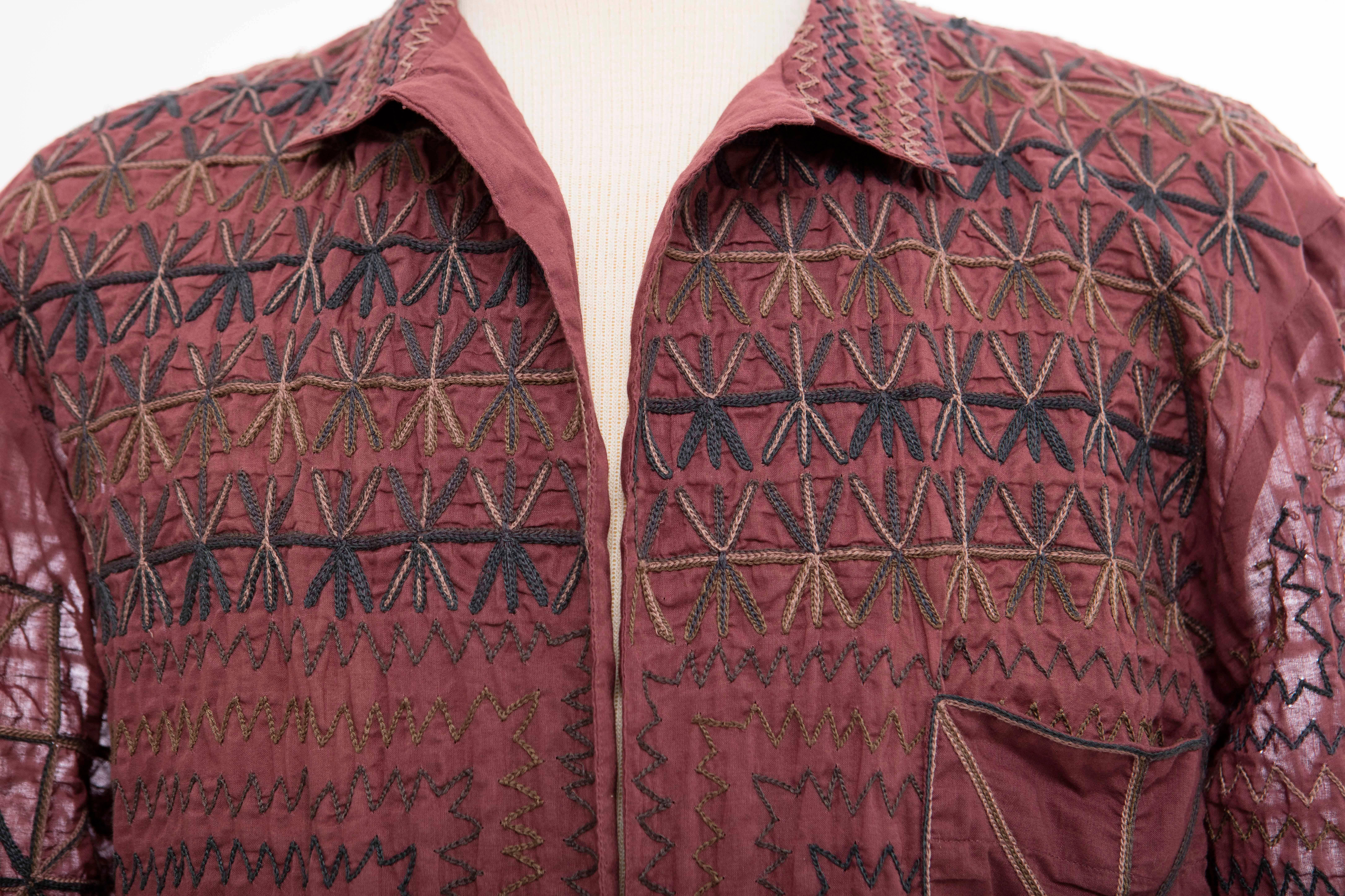 Dries Van Noten Men's Embroidered Cotton Lightweight Jacket, Spring 2015  1