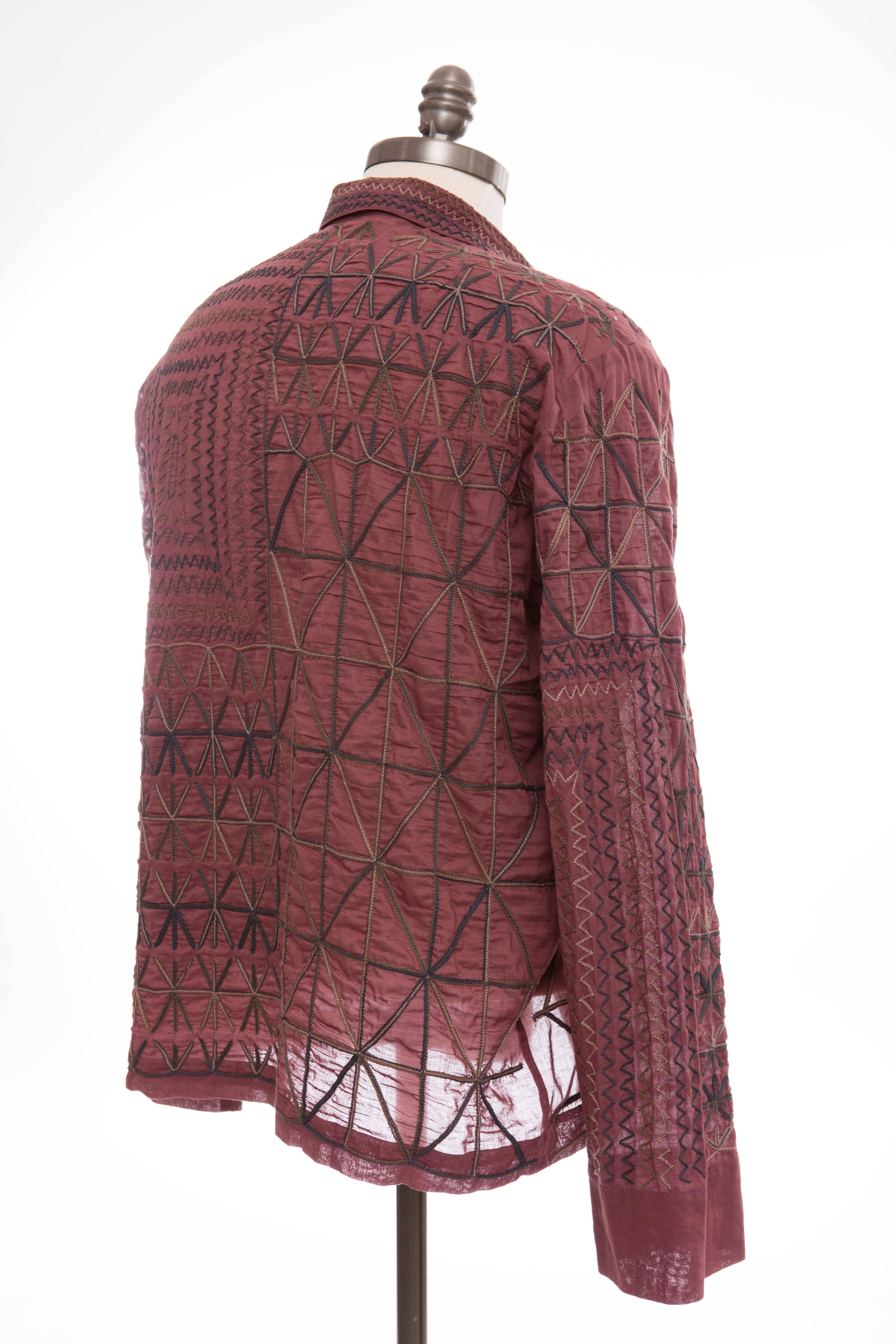 Dries Van Noten Men's Embroidered Cotton Lightweight Jacket, Spring 2015  2
