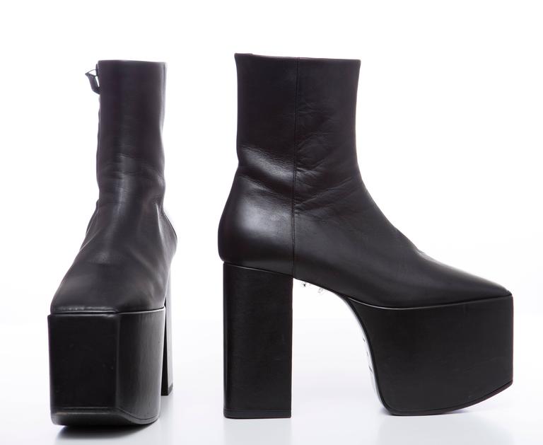 Demna Gvasalia For Balenciaga Black Leather Platform Boots, Autumn ...