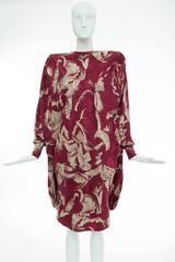 Emanuel Ungaro Couture Paris Printed Silk Balloon Collection Dress, Circa 1980s