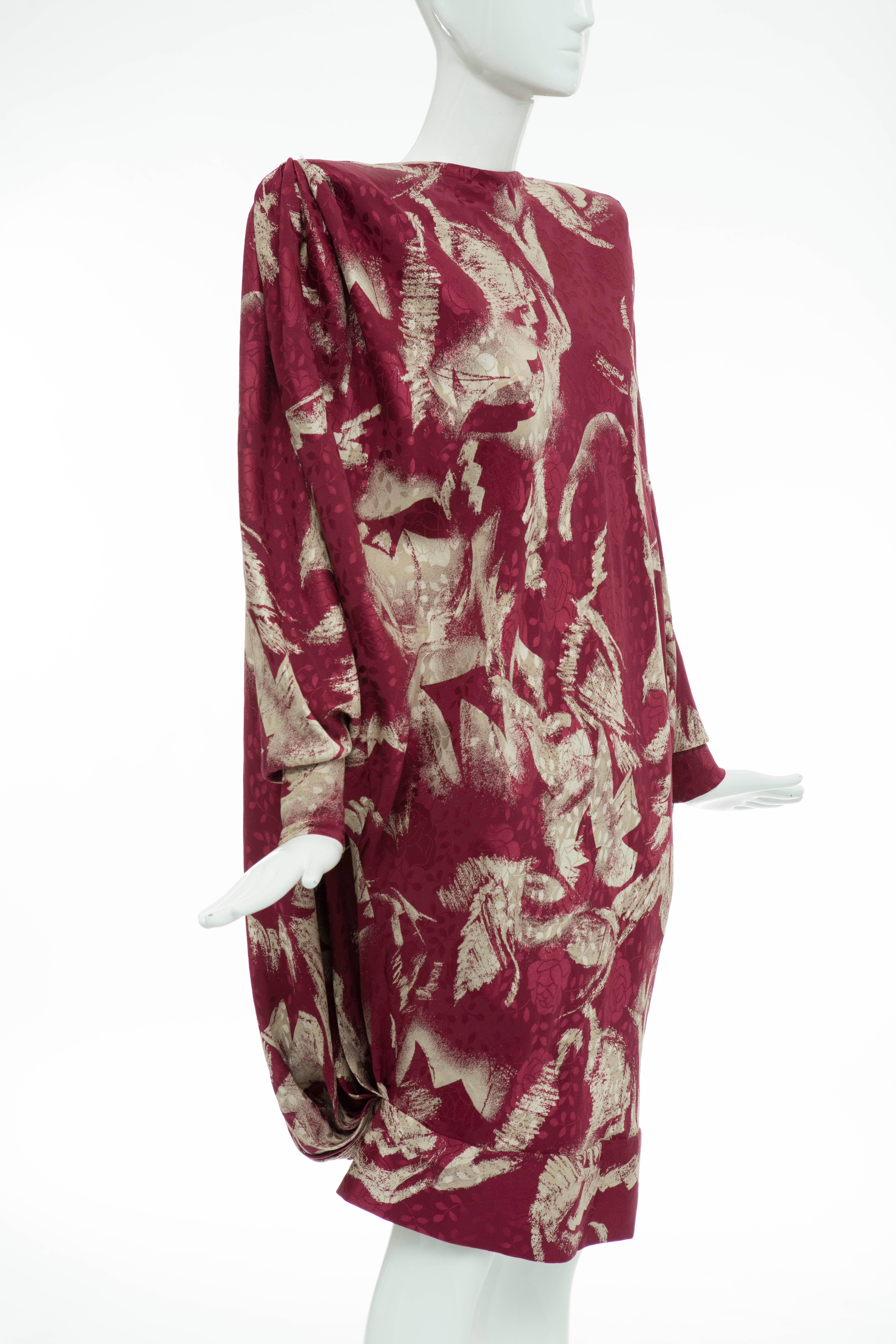 Women's Emanuel Ungaro Couture Paris Printed Silk Balloon Collection Dress, Circa 1980s For Sale