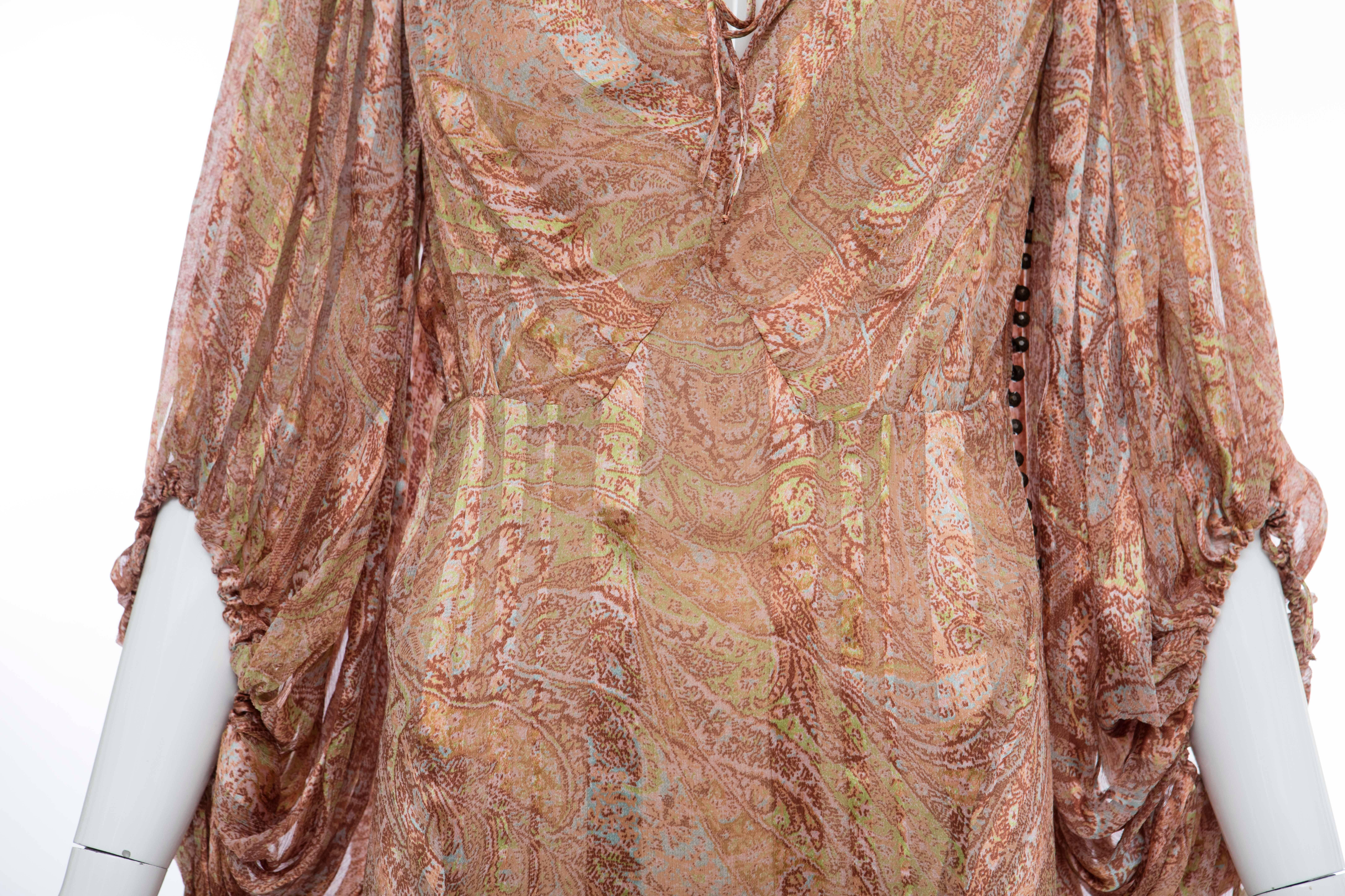 Women's Zac Posen Silk Chiffon Dress With Paisley Print, Fall 2005 For Sale