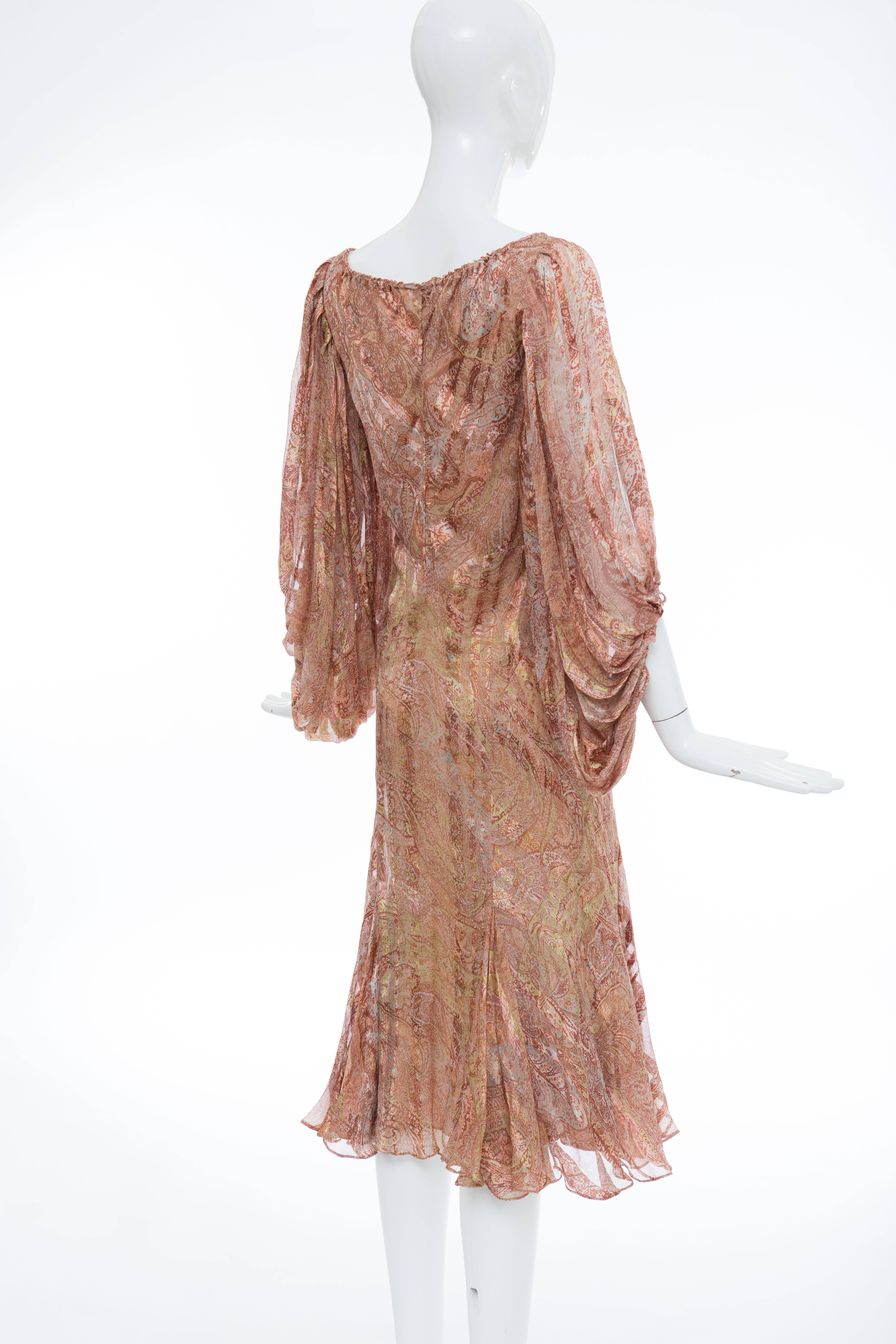 Zac Posen Silk Chiffon Dress With Paisley Print, Fall 2005 For Sale 1