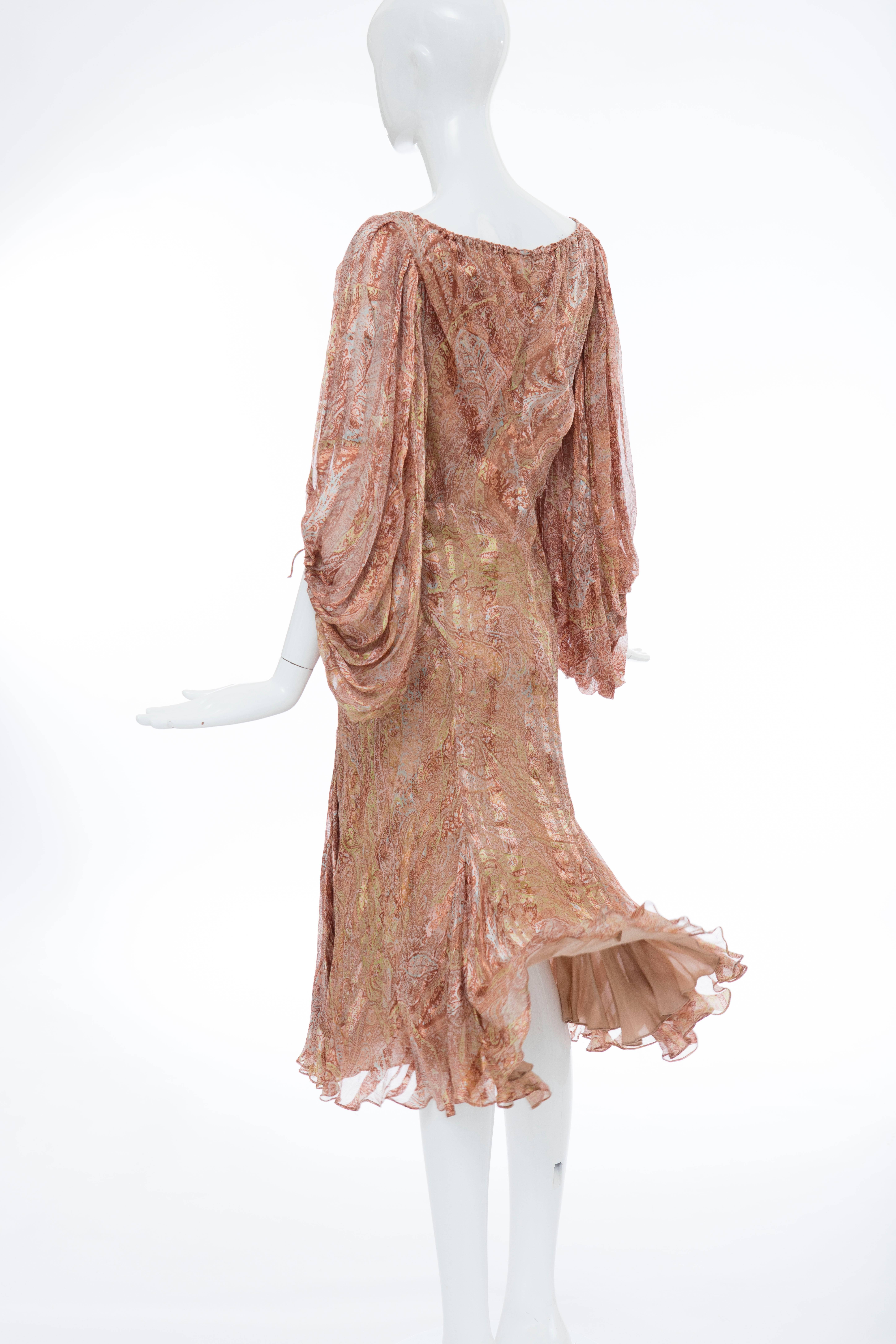 Zac Posen Silk Chiffon Dress With Paisley Print, Fall 2005 For Sale 2