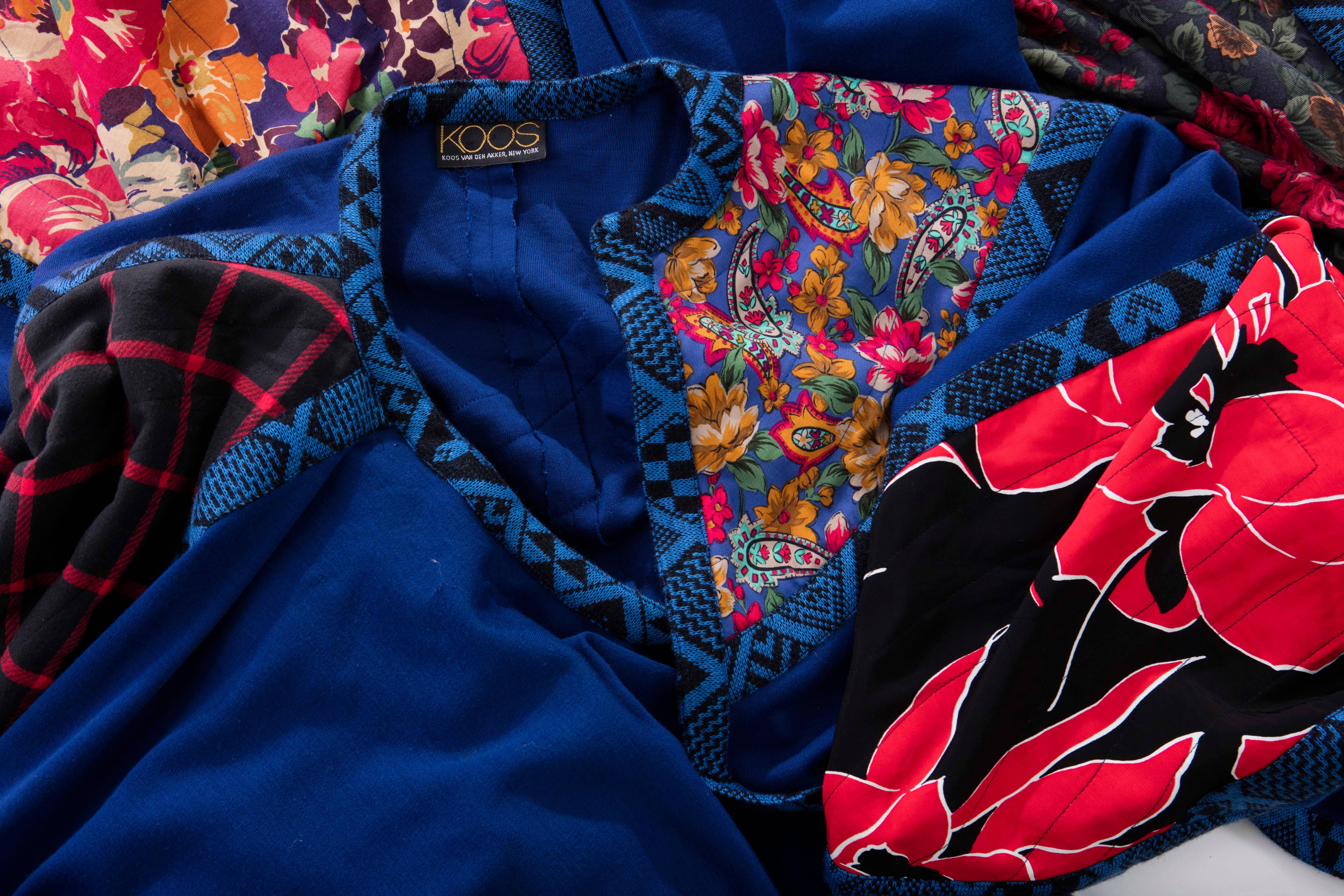 Koos Van Den Akker Royal Blue Cloak With Floral Quilted Patchwork, Circa 1980's 5