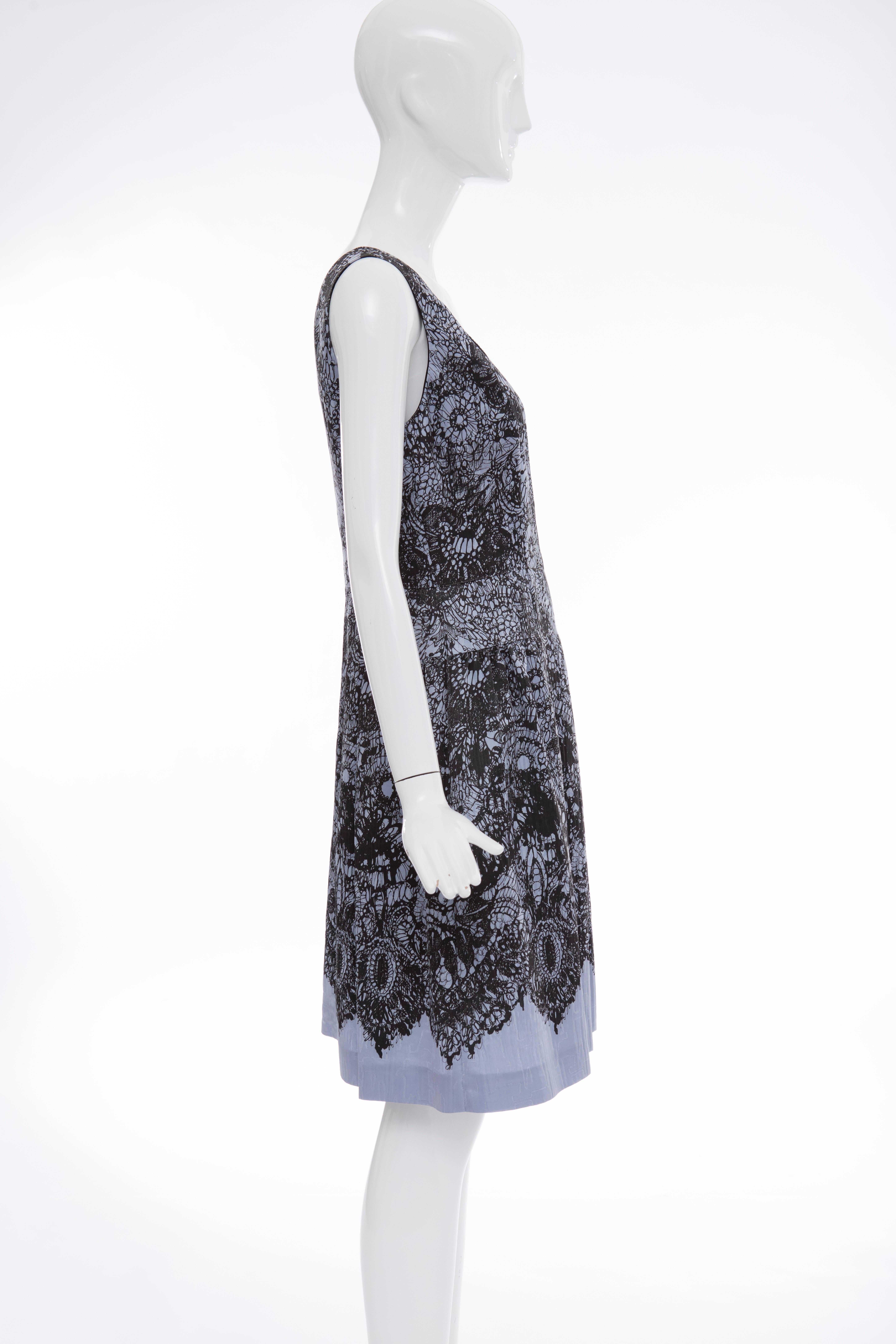 Gray Prada Printed Viscose Silk Nylon Sleeveless Dress, Circa 2011 For Sale