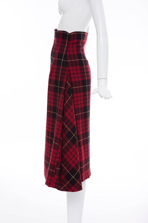 Alexander McQueen Red Wool Tartan Plaid High - Waisted Skirt