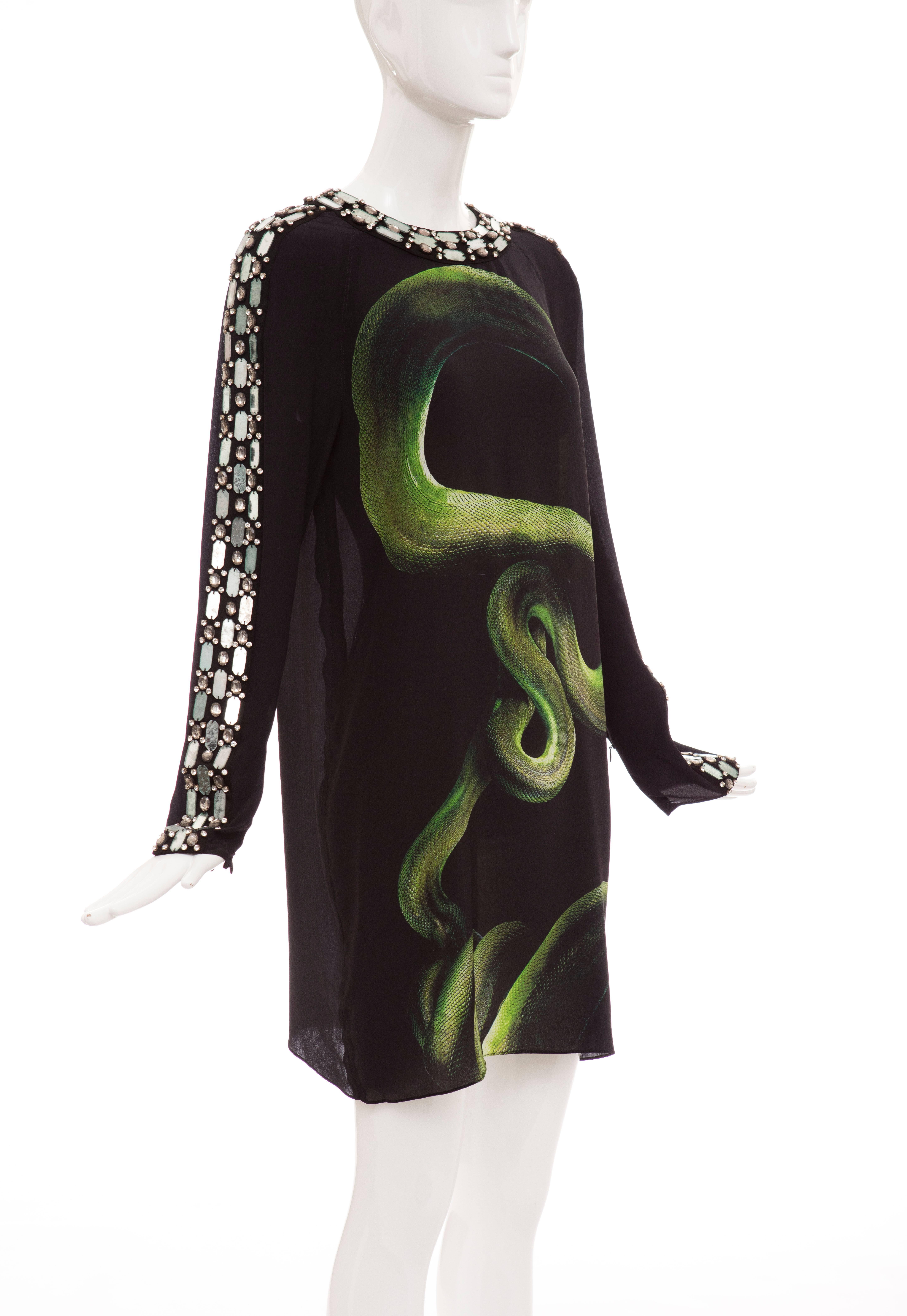 Alber Elbaz for Lanvin Runway Black Silk Python Print Crystal Dress, Spring 2012 1