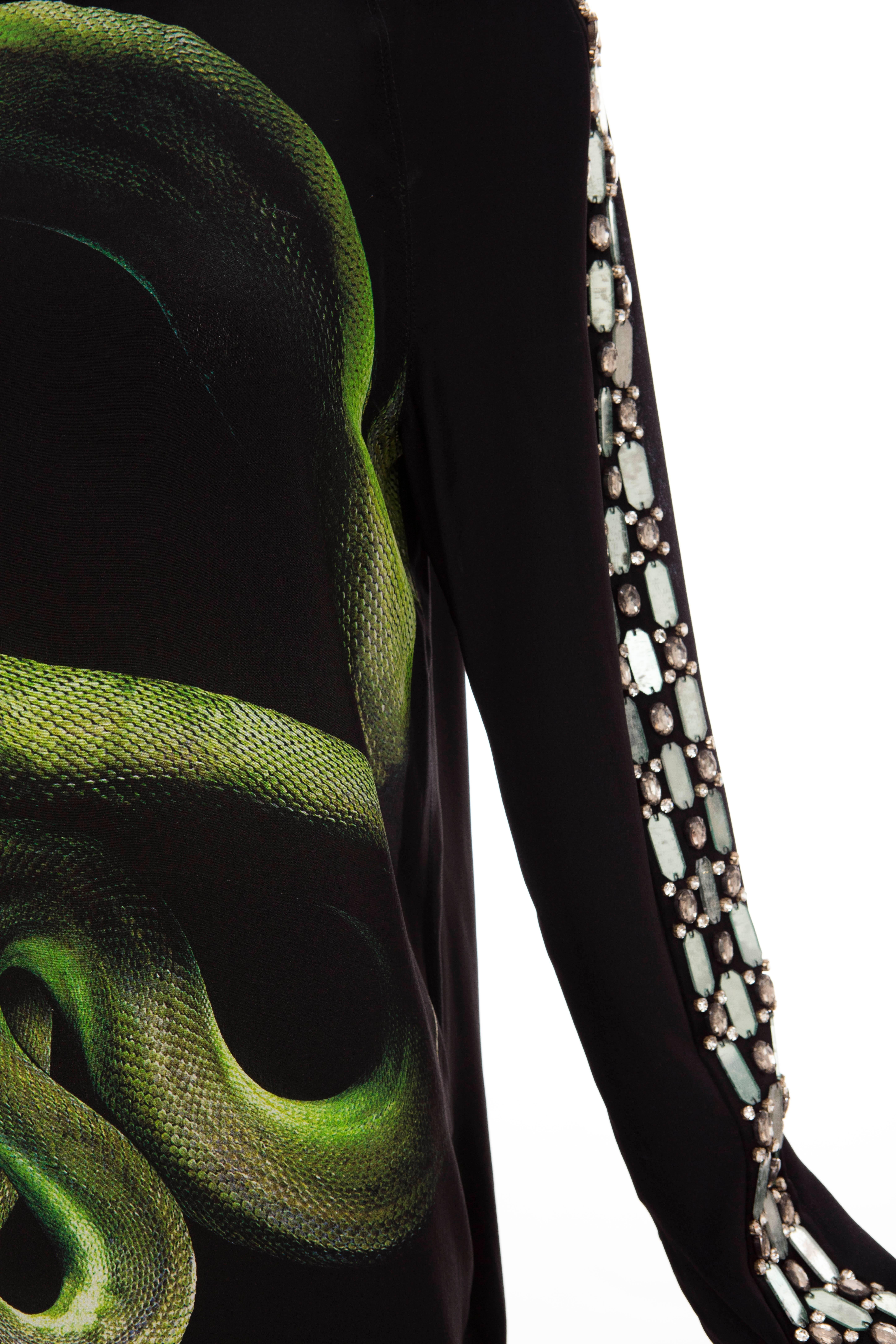 Alber Elbaz for Lanvin Runway Black Silk Python Print Crystal Dress, Spring 2012 4