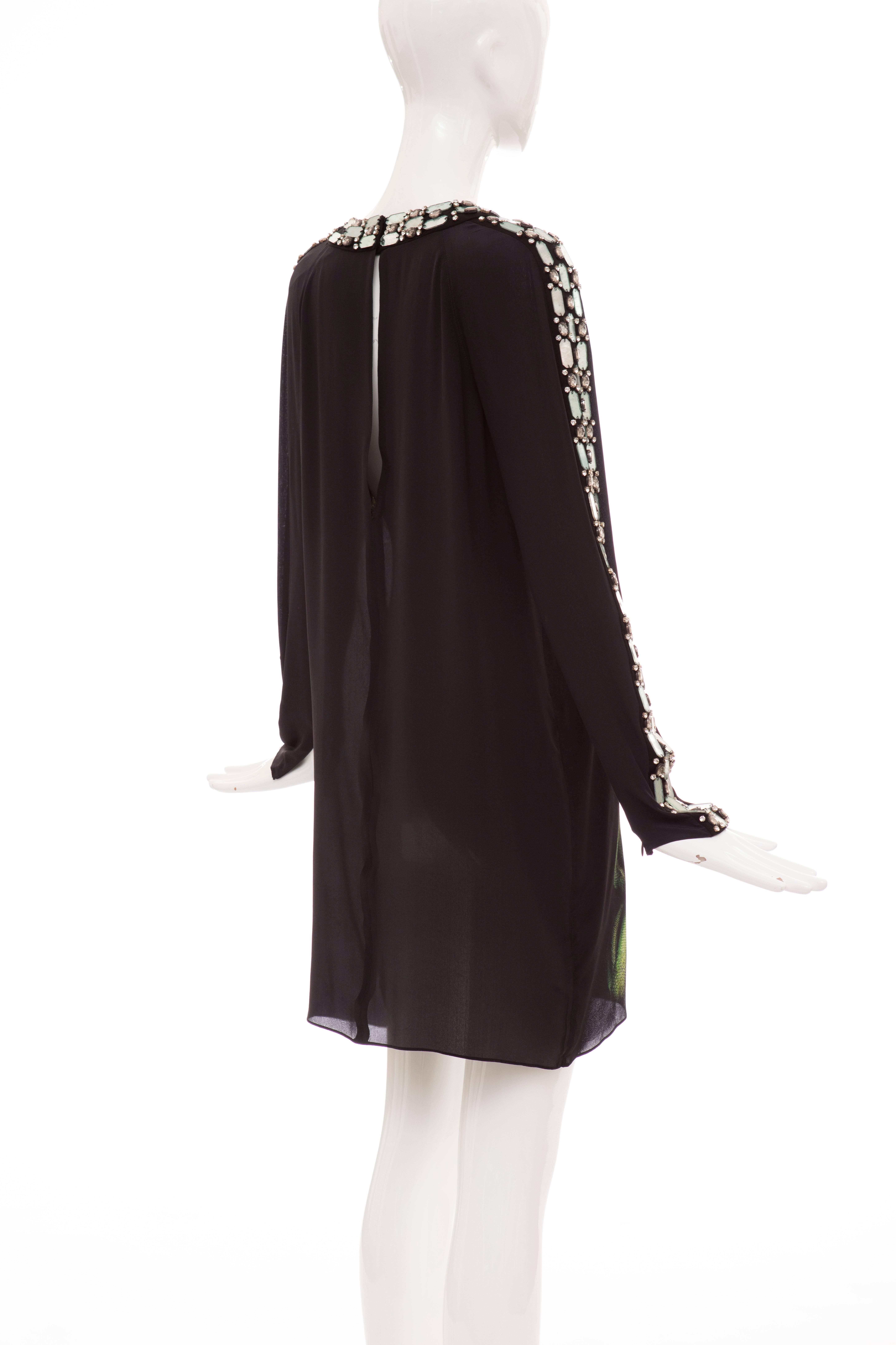 Alber Elbaz for Lanvin Runway Black Silk Python Print Crystal Dress, Spring 2012 3