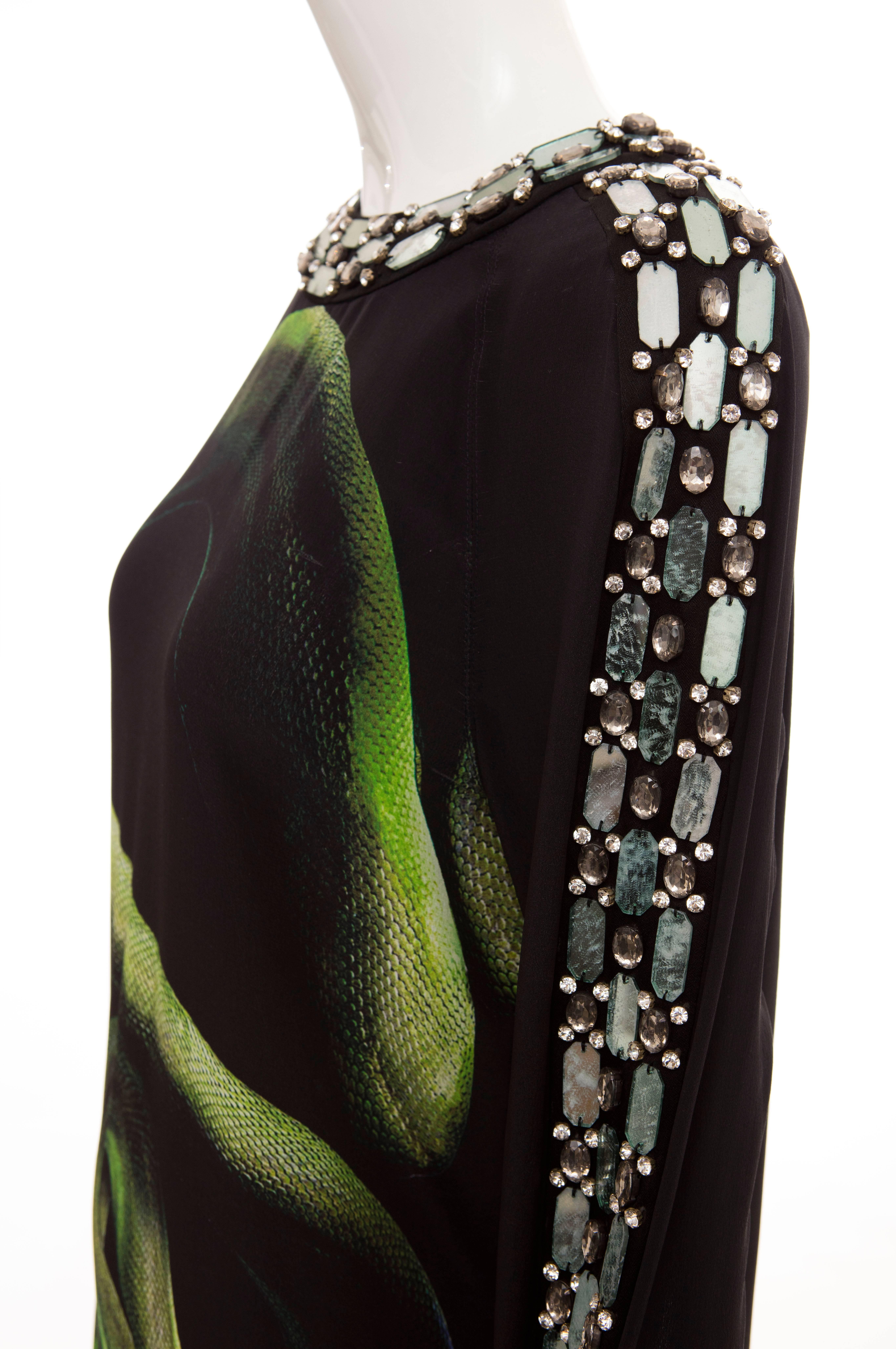 Alber Elbaz for Lanvin Runway Black Silk Python Print Crystal Dress, Spring 2012 2