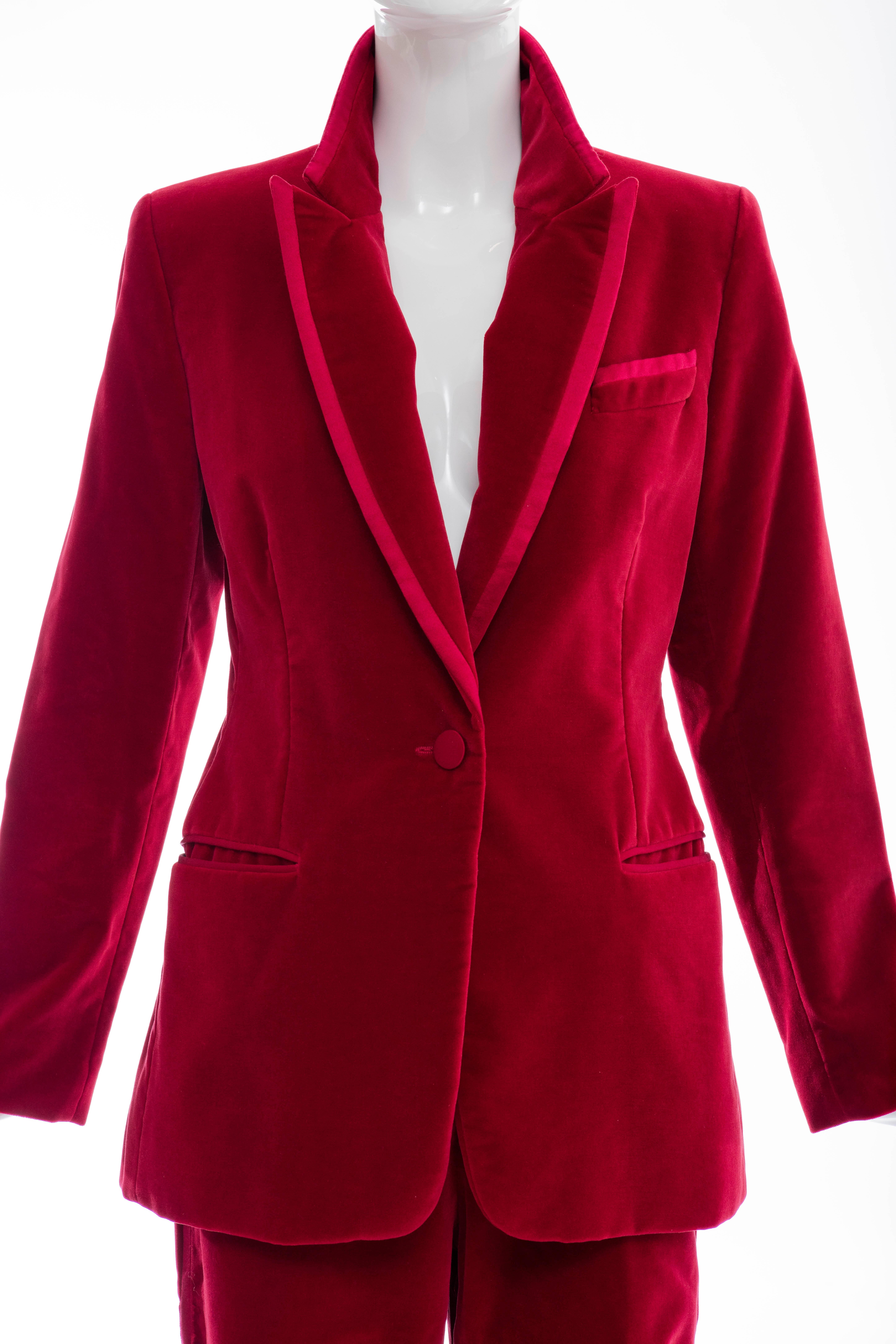 Gucci Tom Ford Red Cotton Velvet Pantsuit, Fall 1996 1