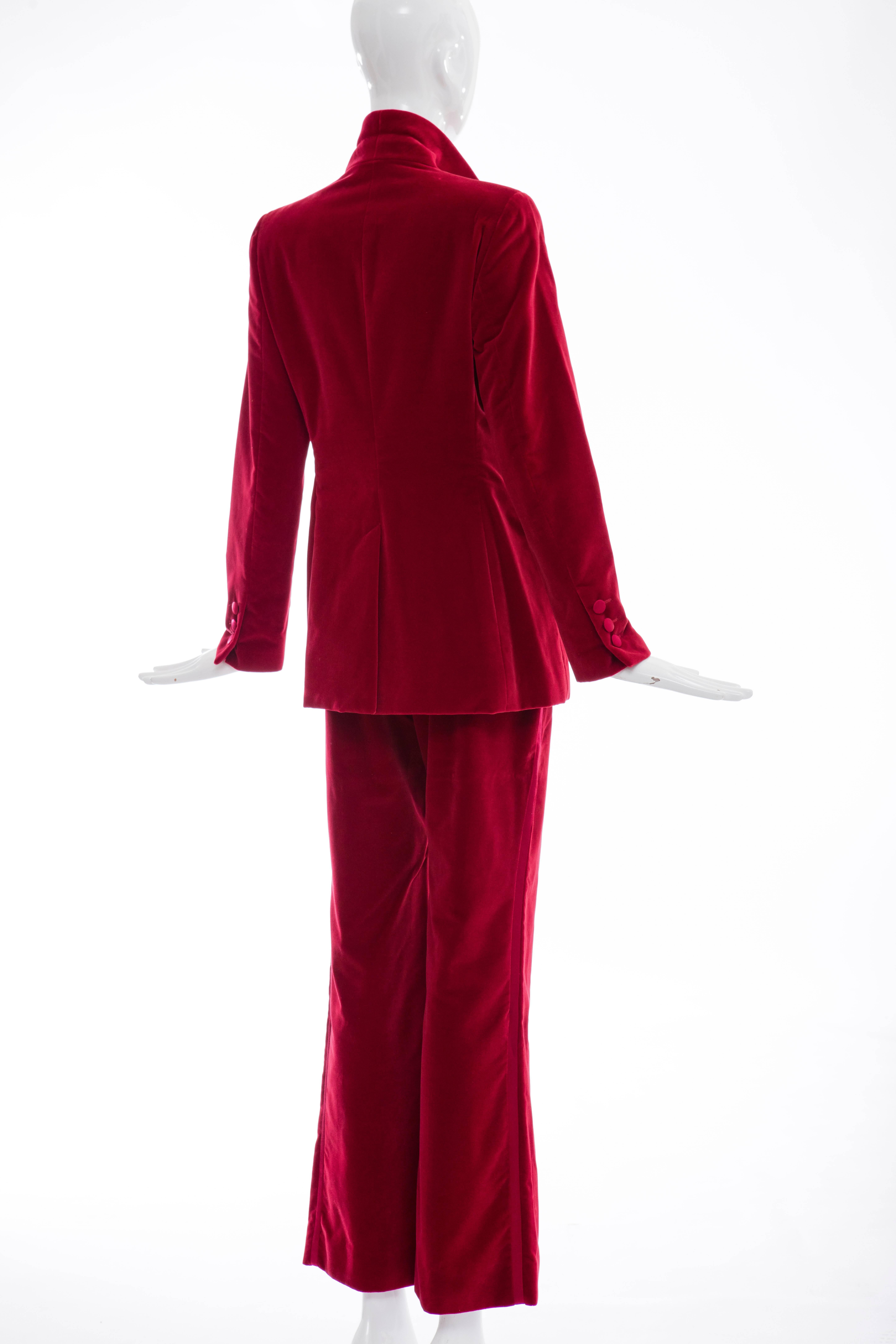 Gucci Tom Ford Red Cotton Velvet Pantsuit, Fall 1996 2