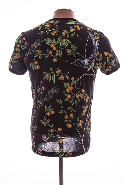Dolce and Gabbana Men's Black Printed Birds Lemons Cotton T-Shirt ...