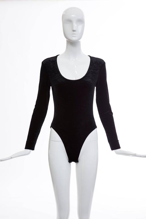 Cheap And Chic By Moschino Black Nylon Spandex Velvet Bodysuit, Early ...