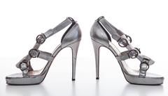 Christian Louboutin Gunmetal Grey Leather Platform Pump