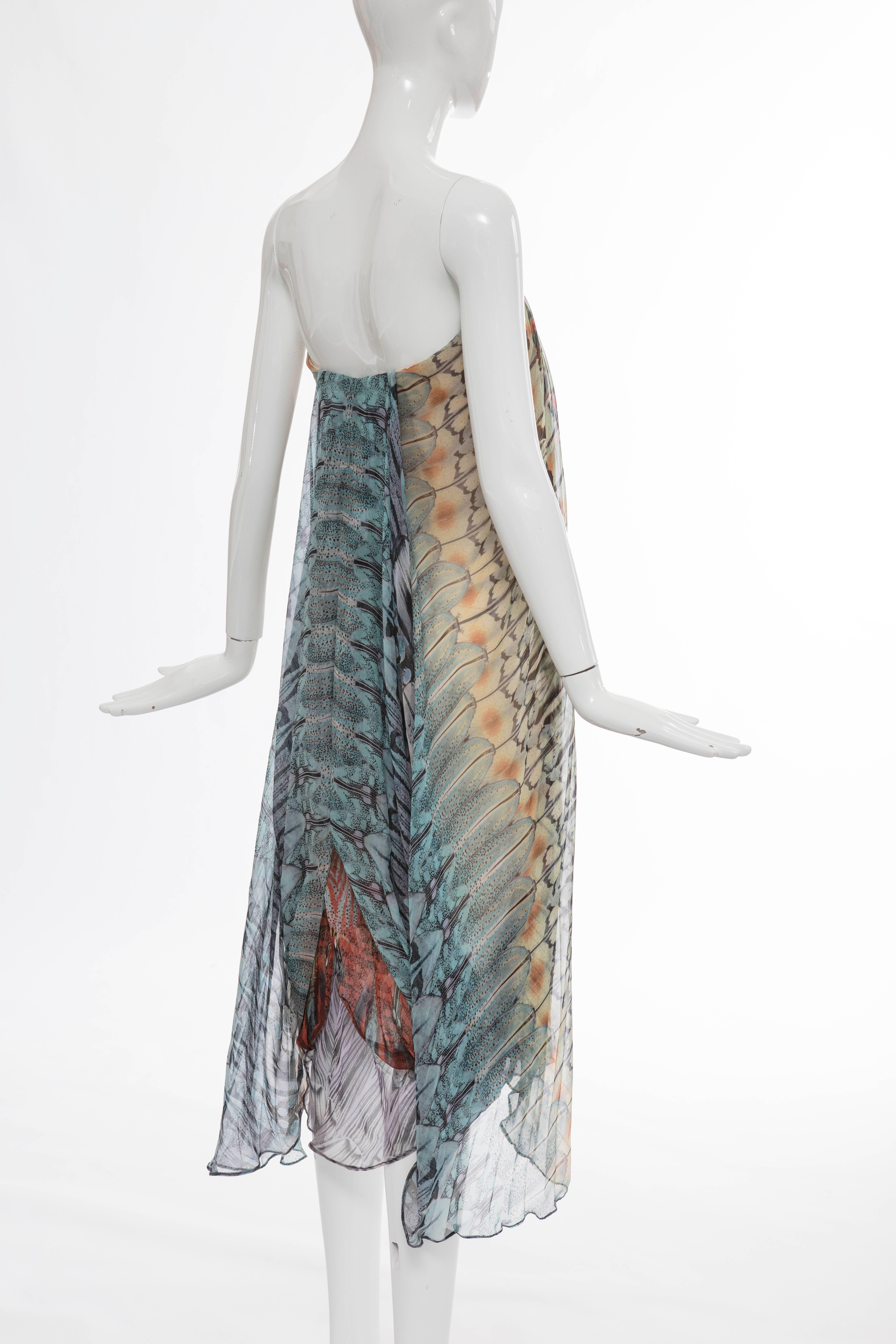 Alexander McQueen Butterfly Printed Silk Chiffon Dress, Spring - Summer 2008 In Excellent Condition For Sale In Cincinnati, OH