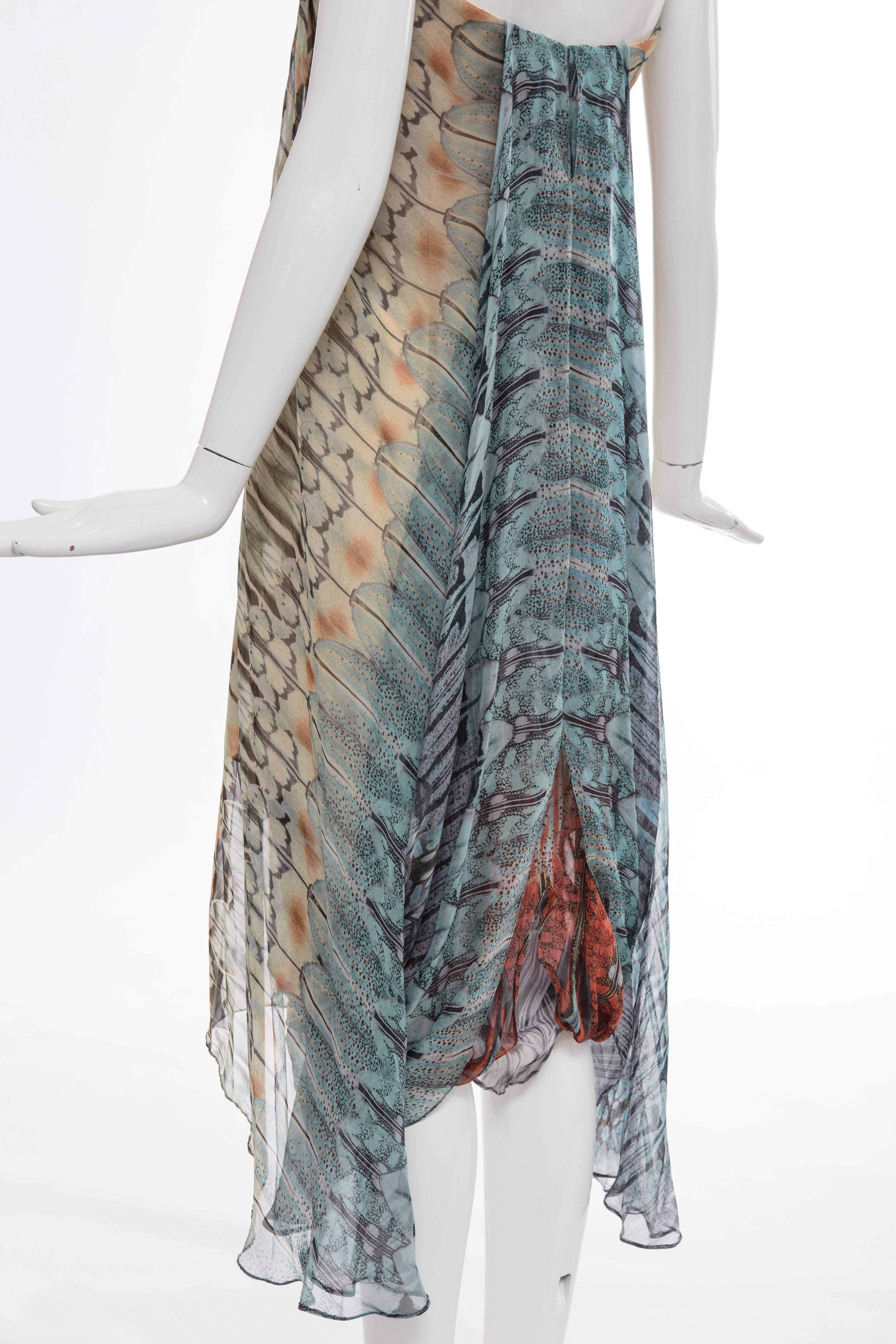 Alexander McQueen Butterfly Printed Silk Chiffon Dress, Spring - Summer 2008 For Sale 1