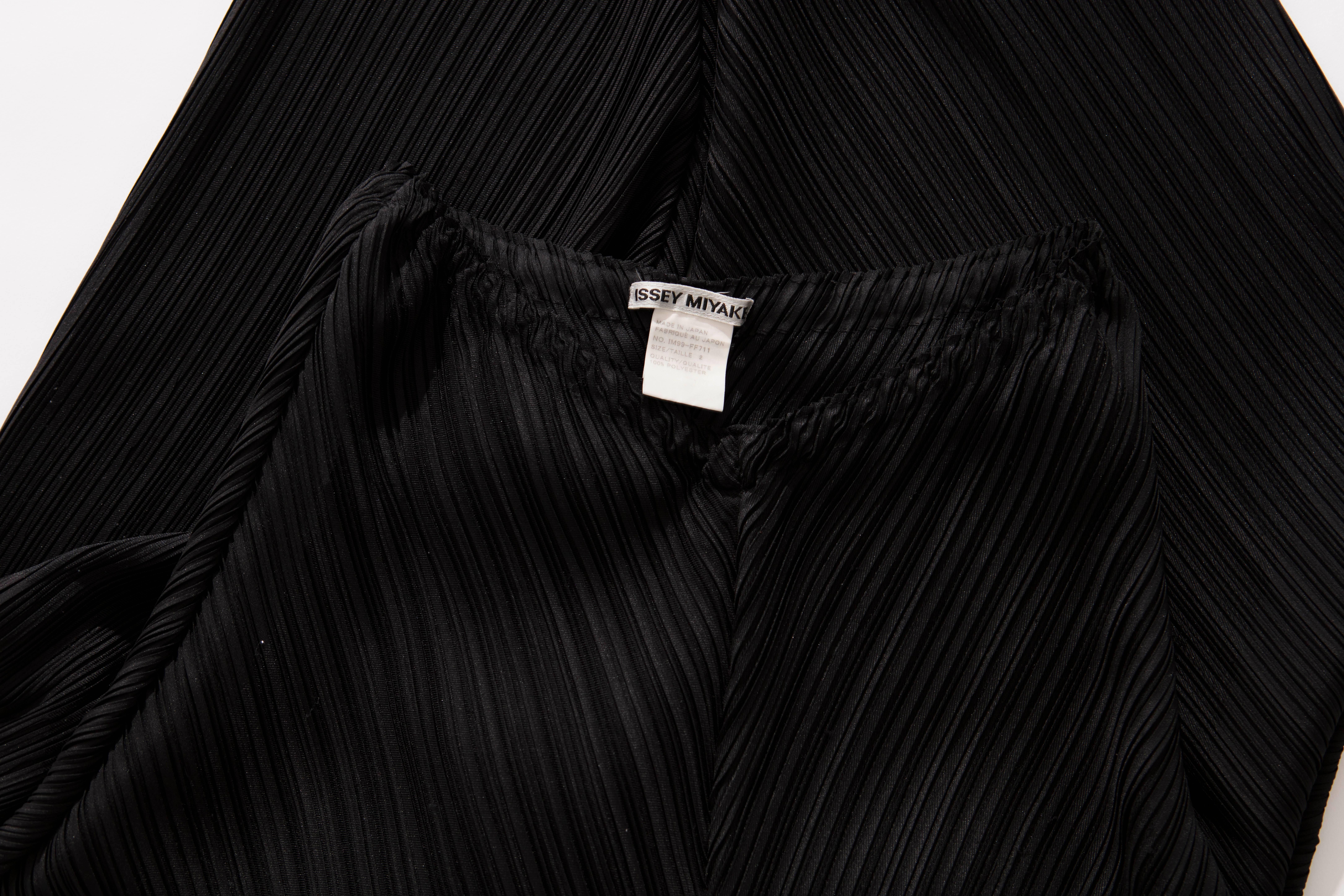Issey Miyake Black Plissé Pants Side Structured Details, Circa: 1990s 4