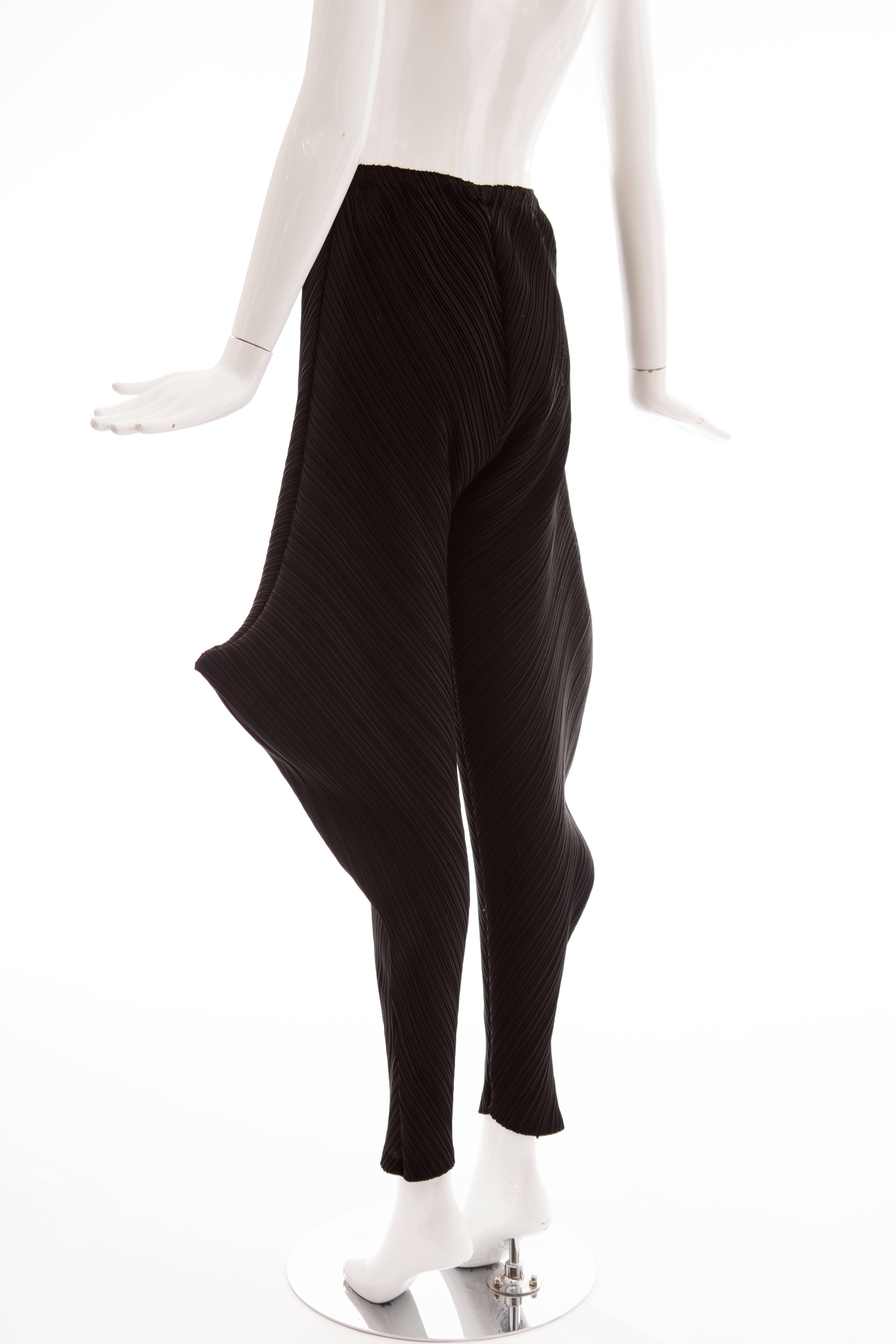 Issey Miyake Black Plissé Pants Side Structured Details, Circa: 1990s 3