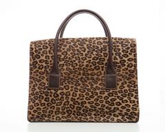 Lambertson Truex Leopard Print Pony Hair Boxcar Handbag, Circa 2006