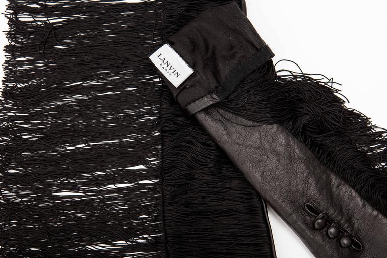 Alber Elbaz for Lanvin Long Black Leather Fringe Gloves, Fall 2014 at ...