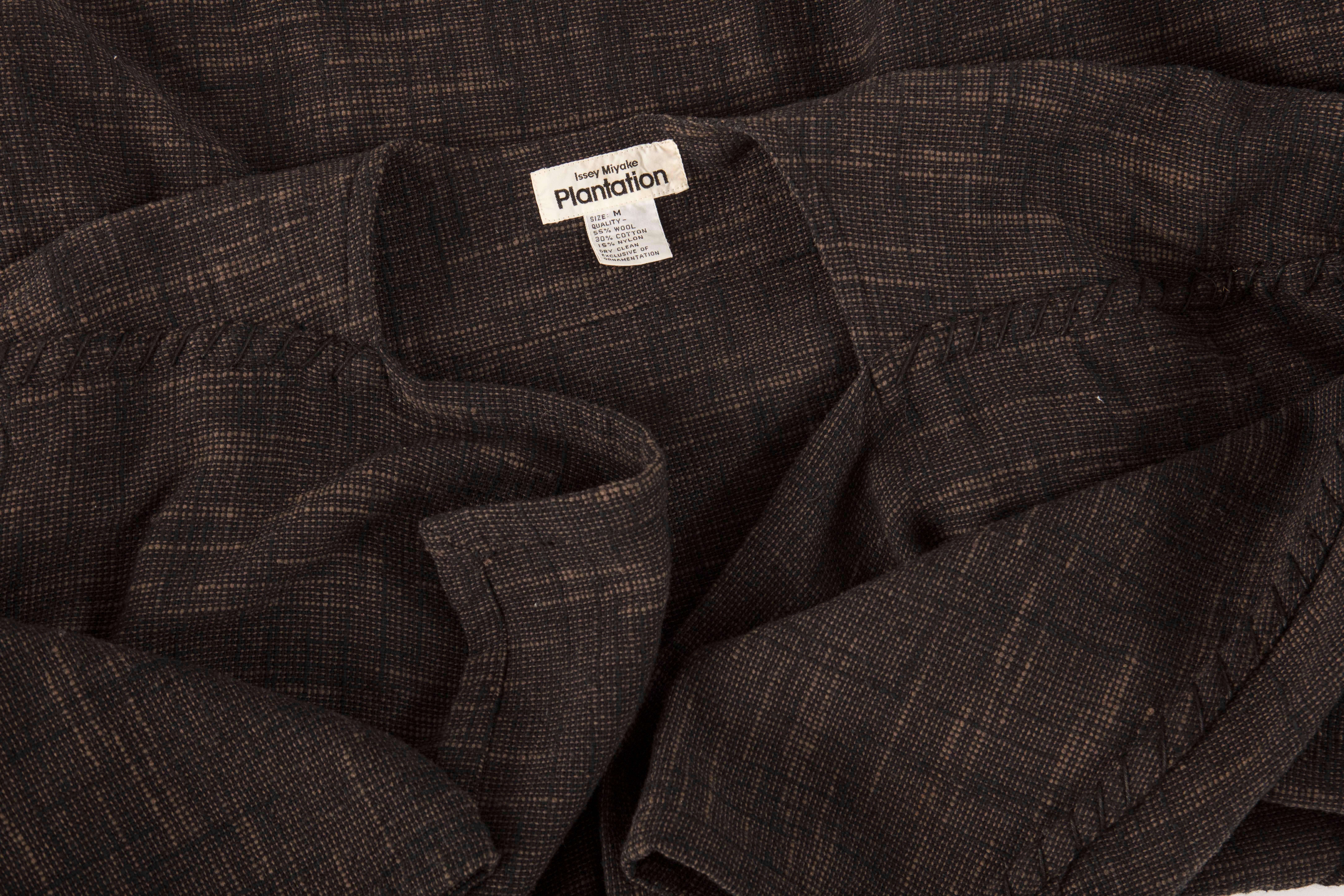 Issey Miyake Plantation Cotton Wool Nylon Woven Open Front Jacket, Circa 1980's 5