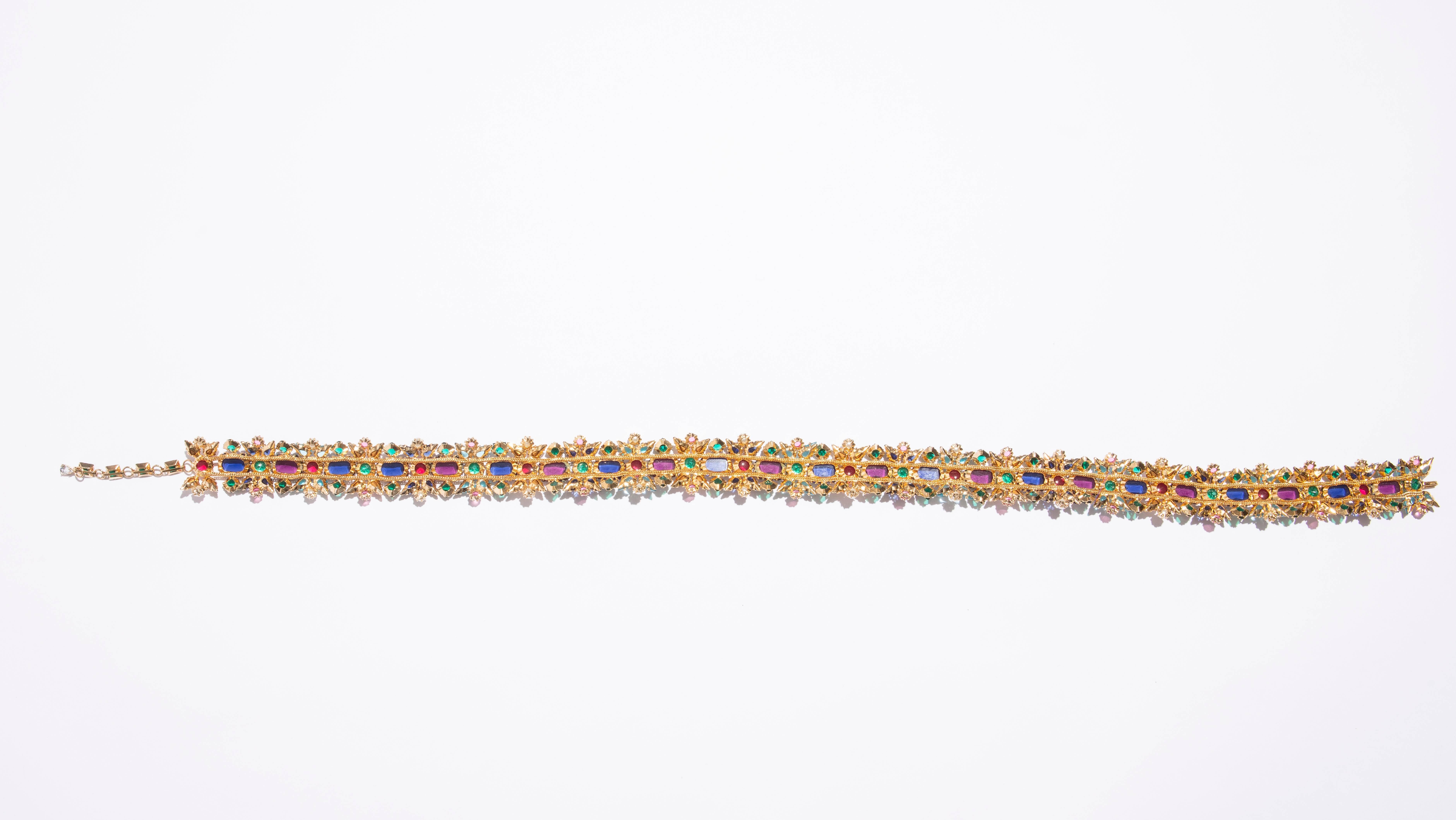 Multifaceted Multicolored Jeweled With Pearls Evening Belt 4