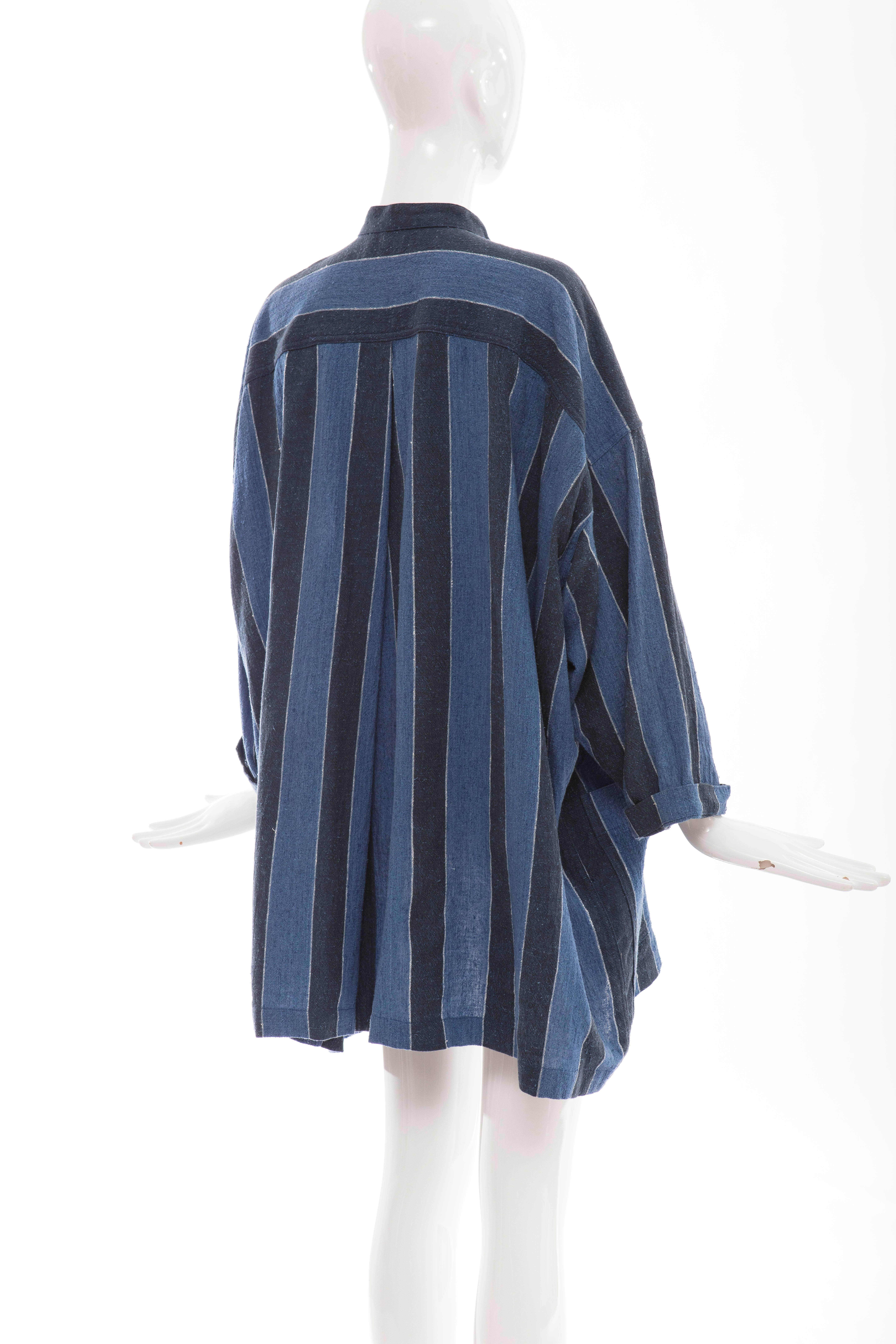 Issey Miyake Plantation Woven Cotton Button Front Shirt, Circa: 1980's For Sale 1