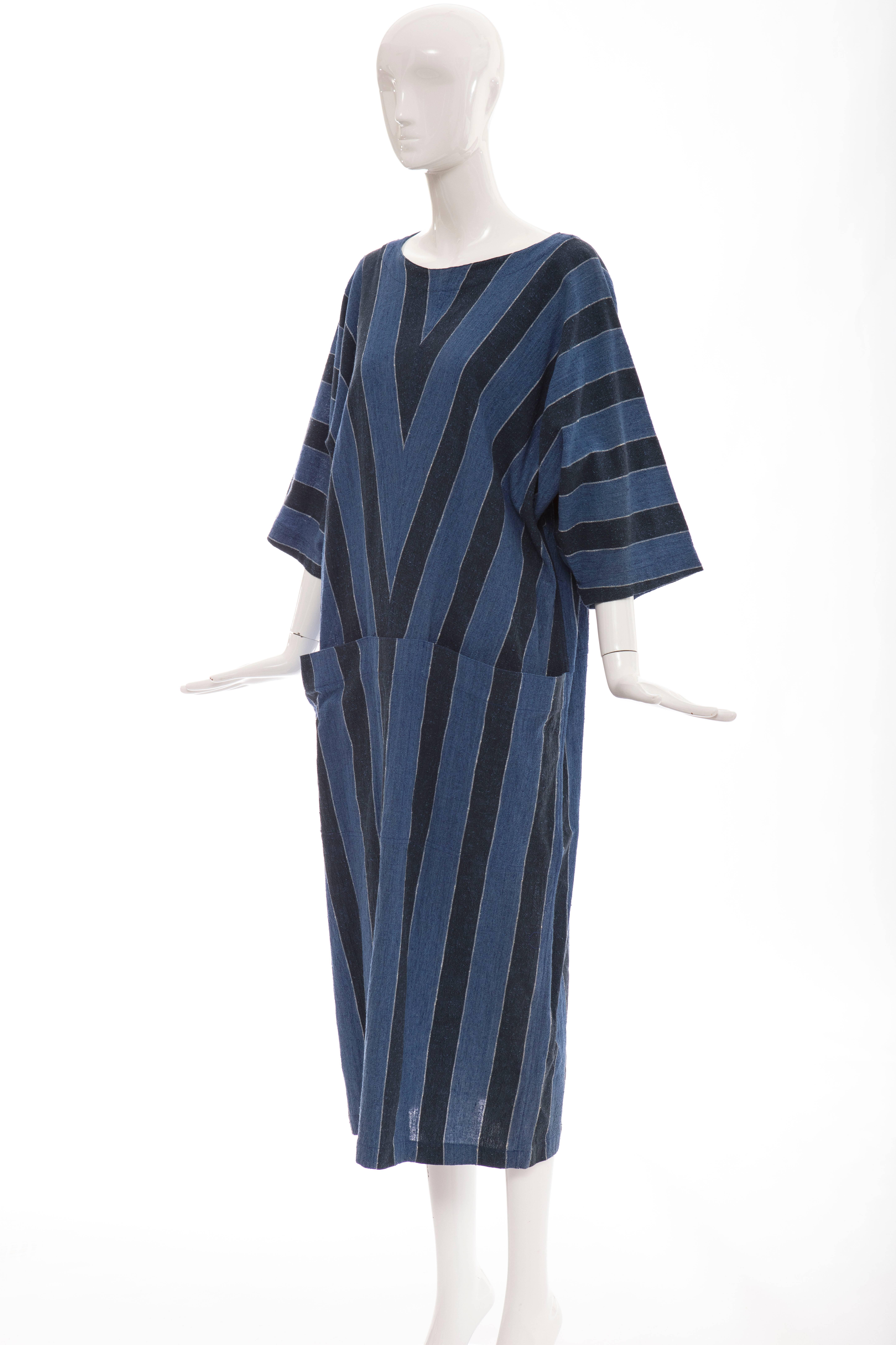 Women's Issey Miyake Plantation Woven Cotton Dress, Circa: 1980's For Sale
