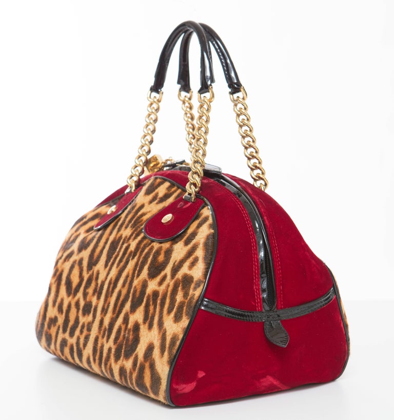 John Galliano Christian Dior Leopard Velvet Gambler Handbag, Fall 2004