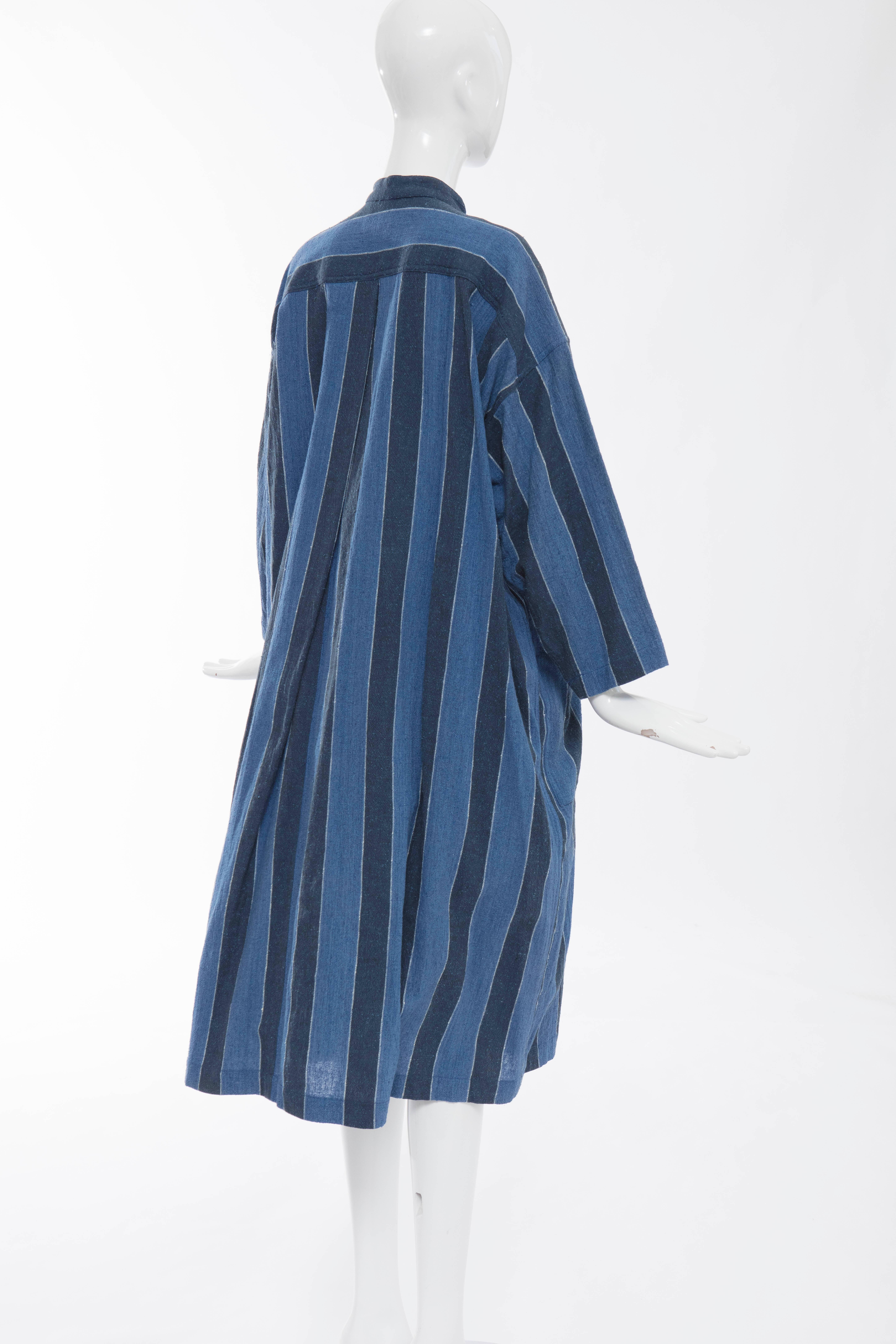 Issey Miyake Plantation Woven Cotton Button Front Dress, Circa 1980's For Sale 2