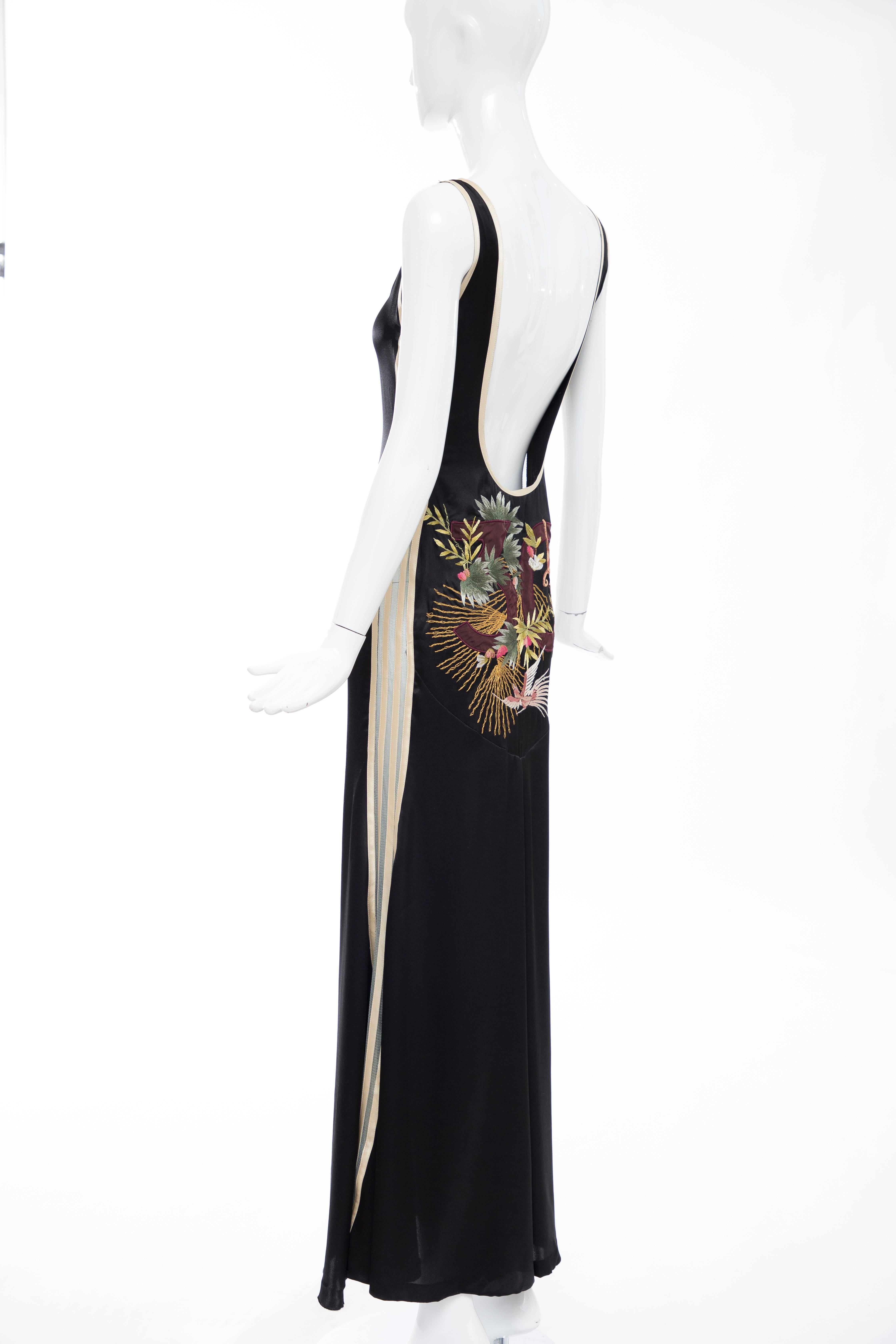 Black Jean Paul Gaultier Silk Embroidered Evening Dress, Spring 2007