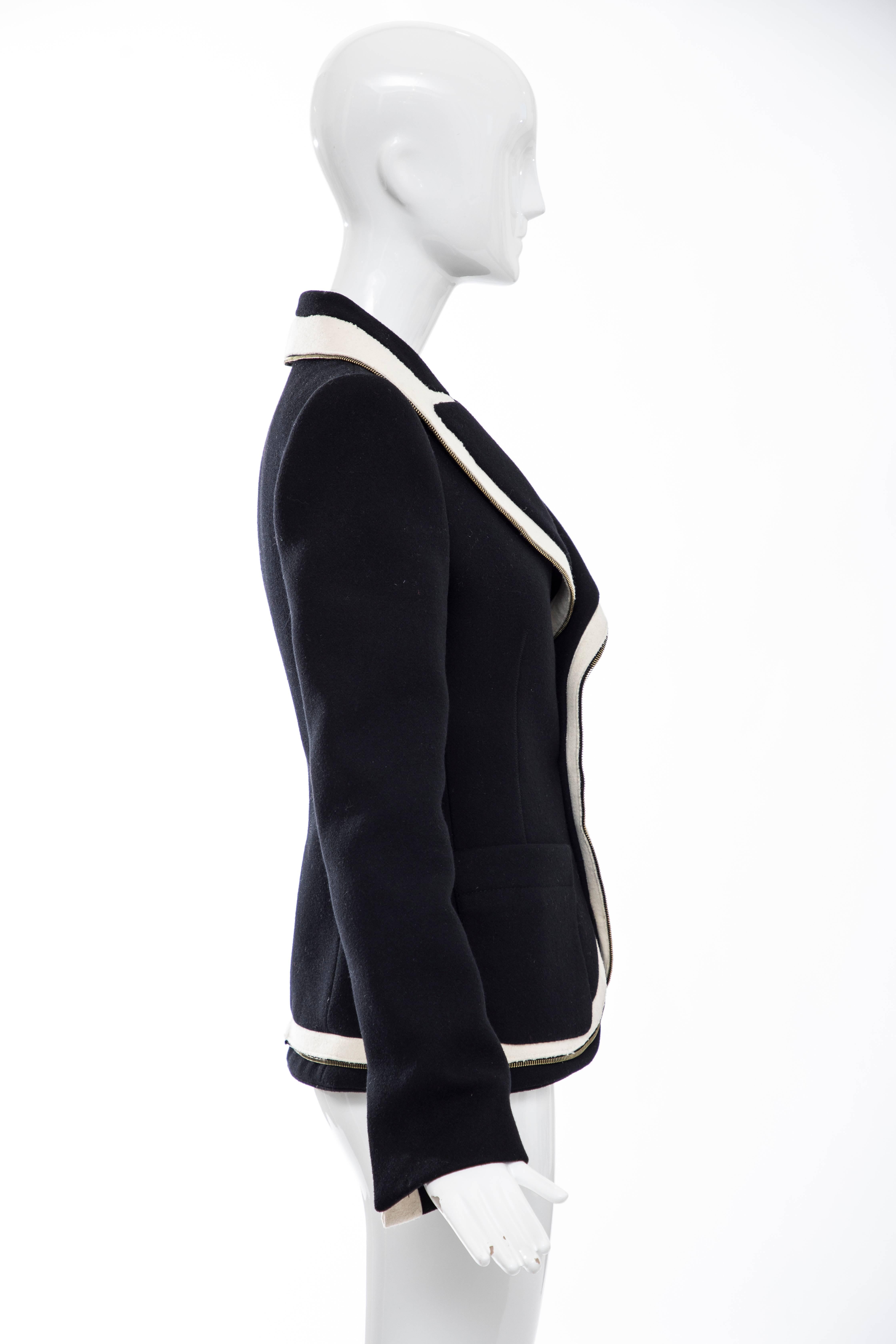 Nicolas Ghesquière for Balenciaga Runway Black Wool Blazer Zip Trim , Fall 2007 In Excellent Condition In Cincinnati, OH