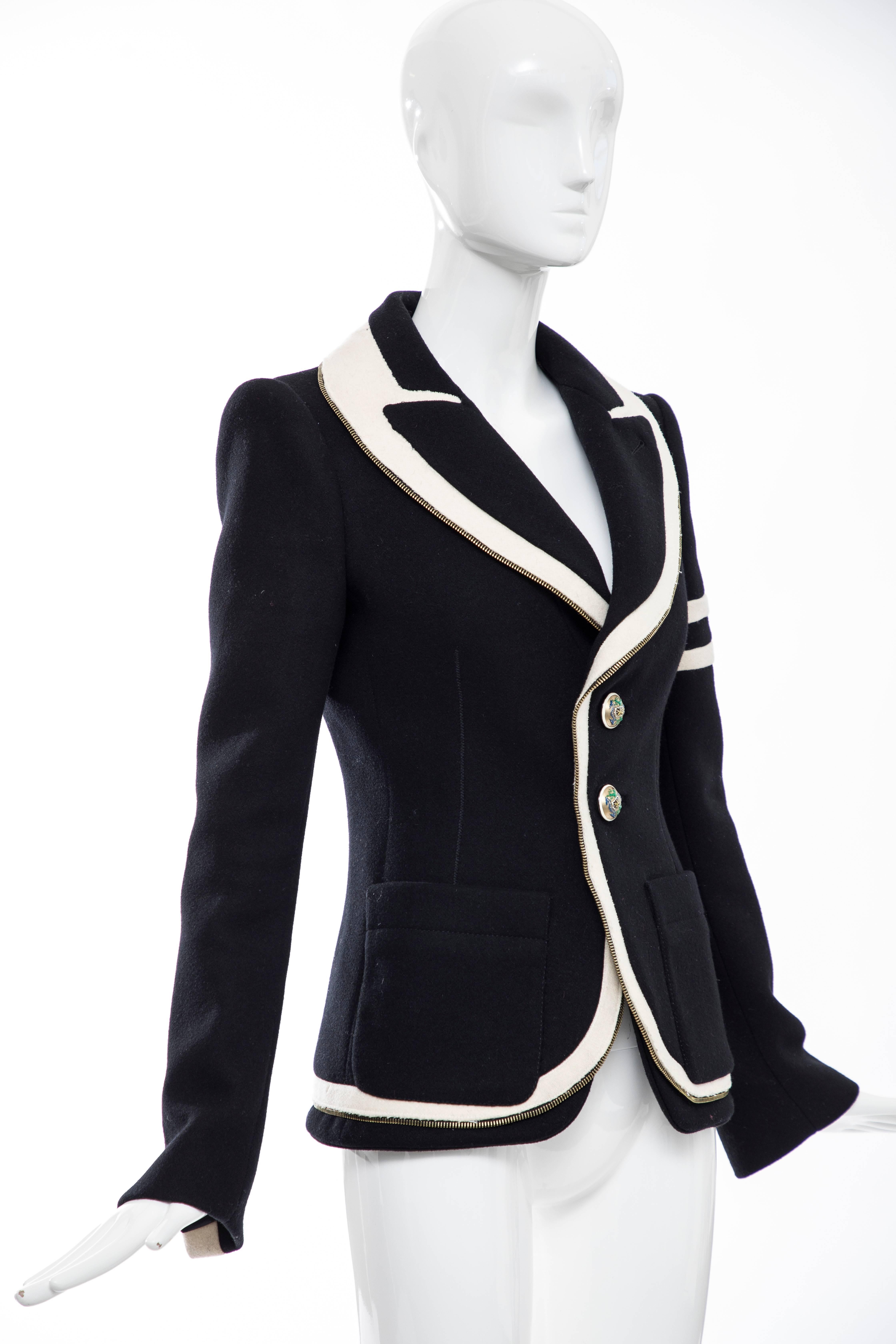 Women's Nicolas Ghesquière for Balenciaga Runway Black Wool Blazer Zip Trim , Fall 2007