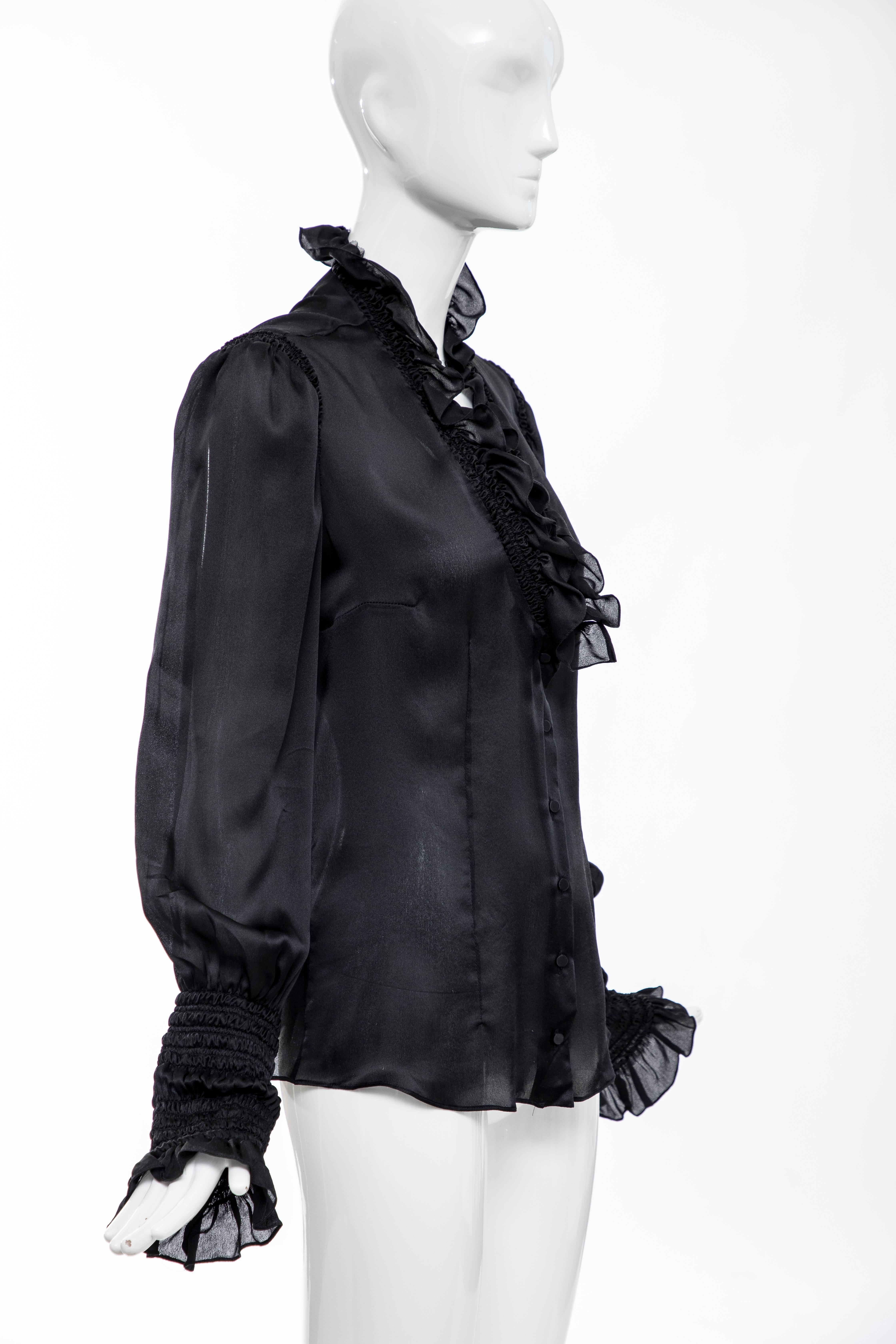 Alexander McQueen Black Silk Button Front Blouse, Fall 2006 In Excellent Condition In Cincinnati, OH