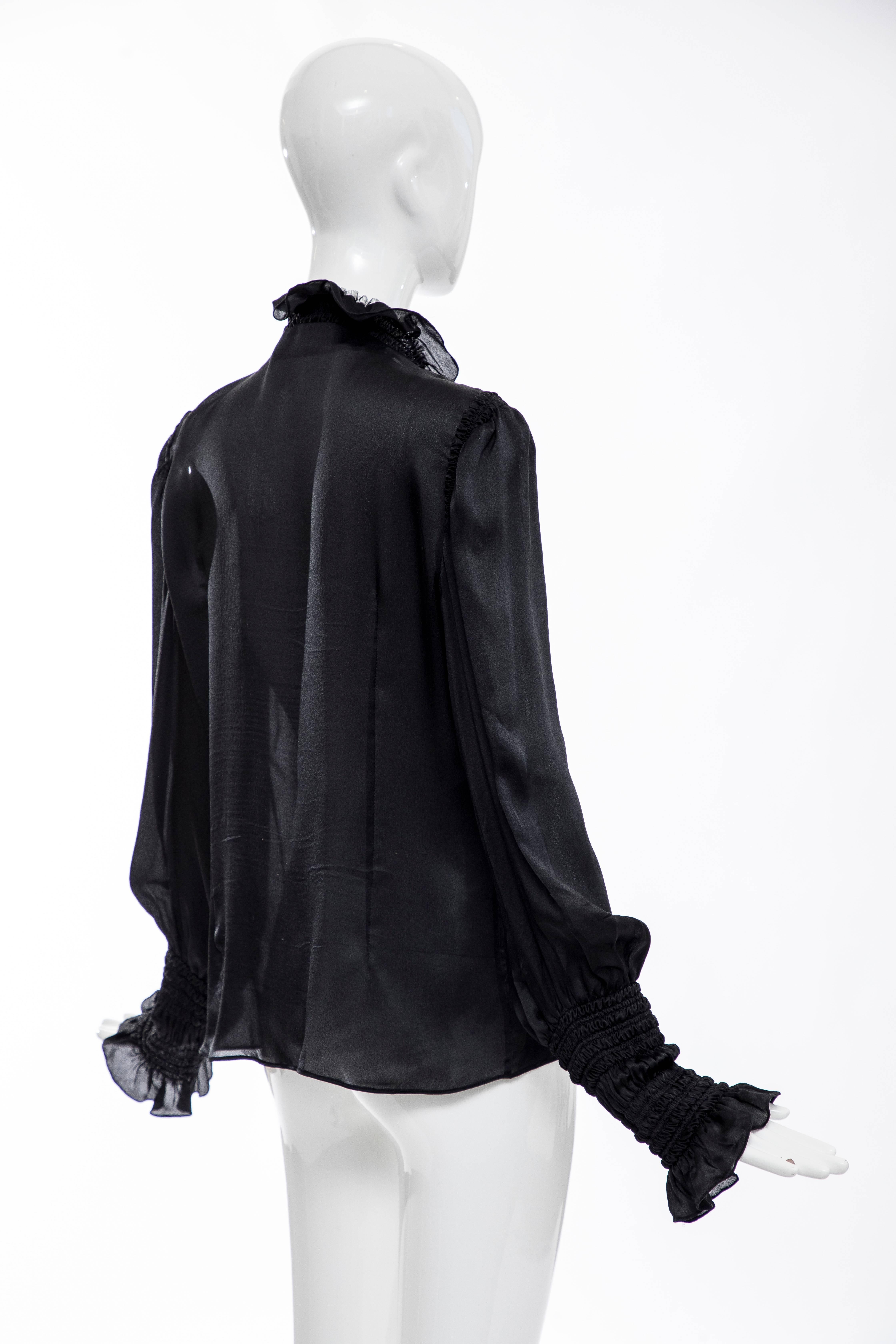 Alexander McQueen Black Silk Button Front Blouse, Fall 2006 1