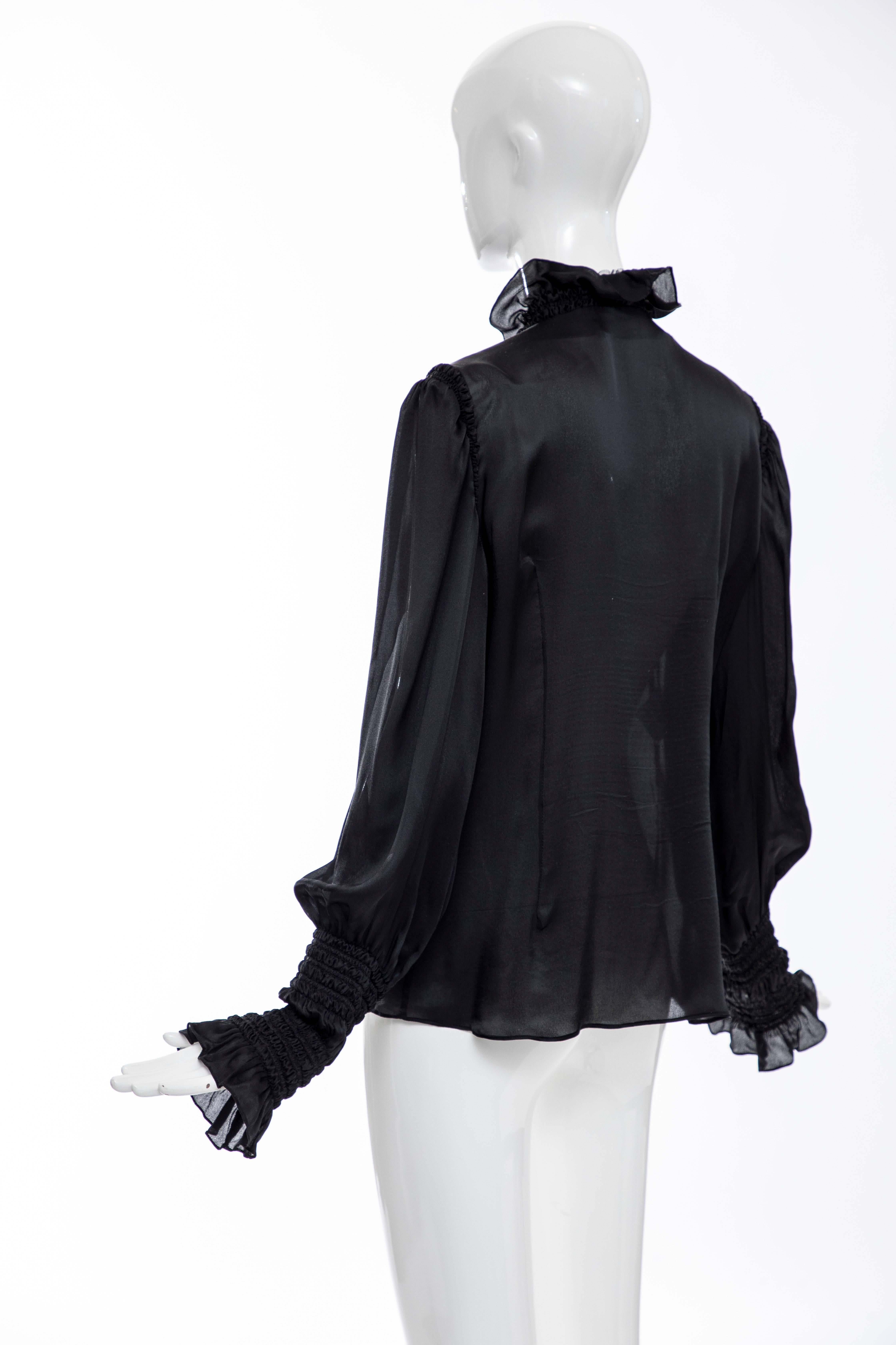 Alexander McQueen Black Silk Button Front Blouse, Fall 2006 3