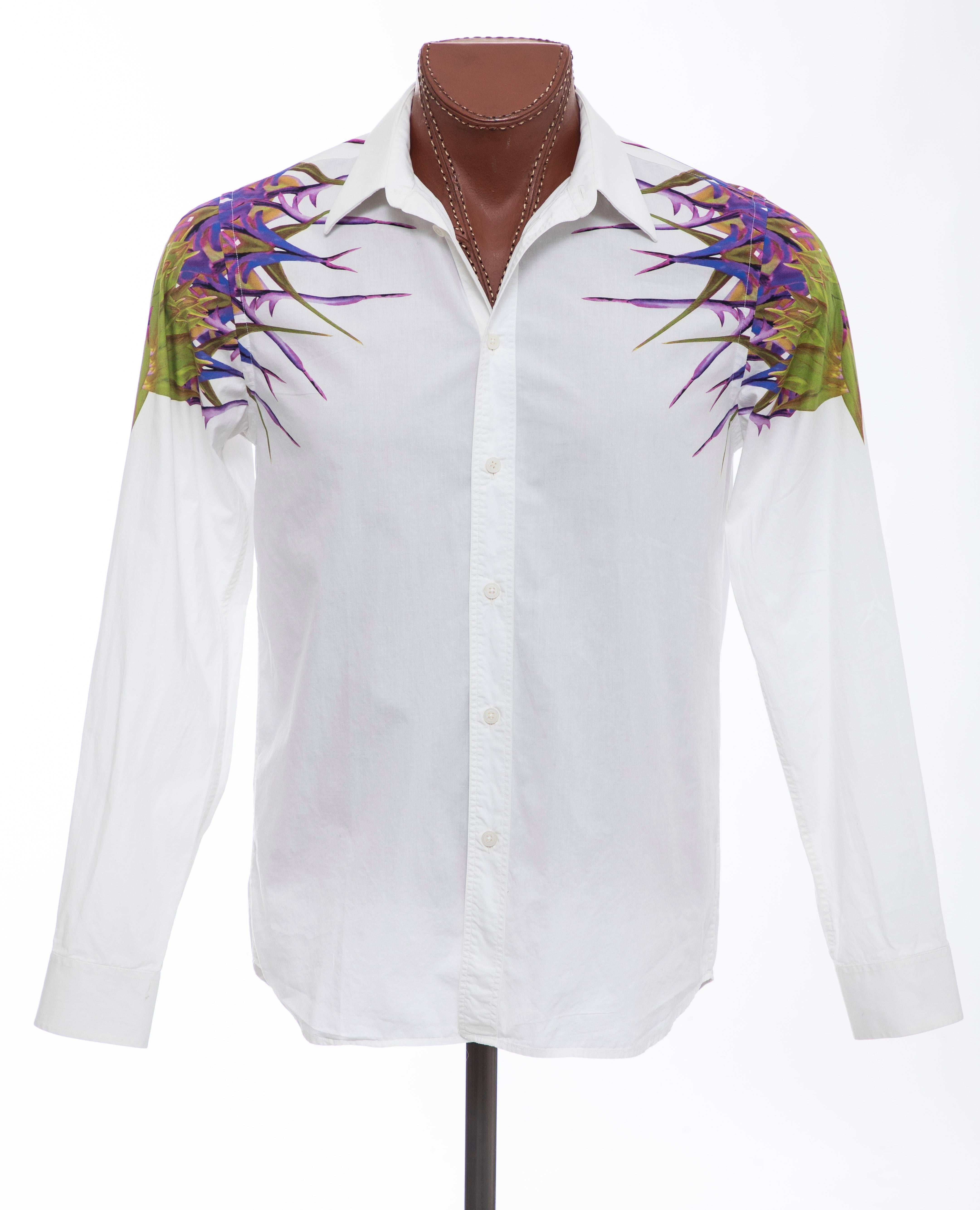 Riccardo Tisci Givenchy Men's Cotton Birds Of Paradise Shirt, Spring 2012 In Excellent Condition In Cincinnati, OH