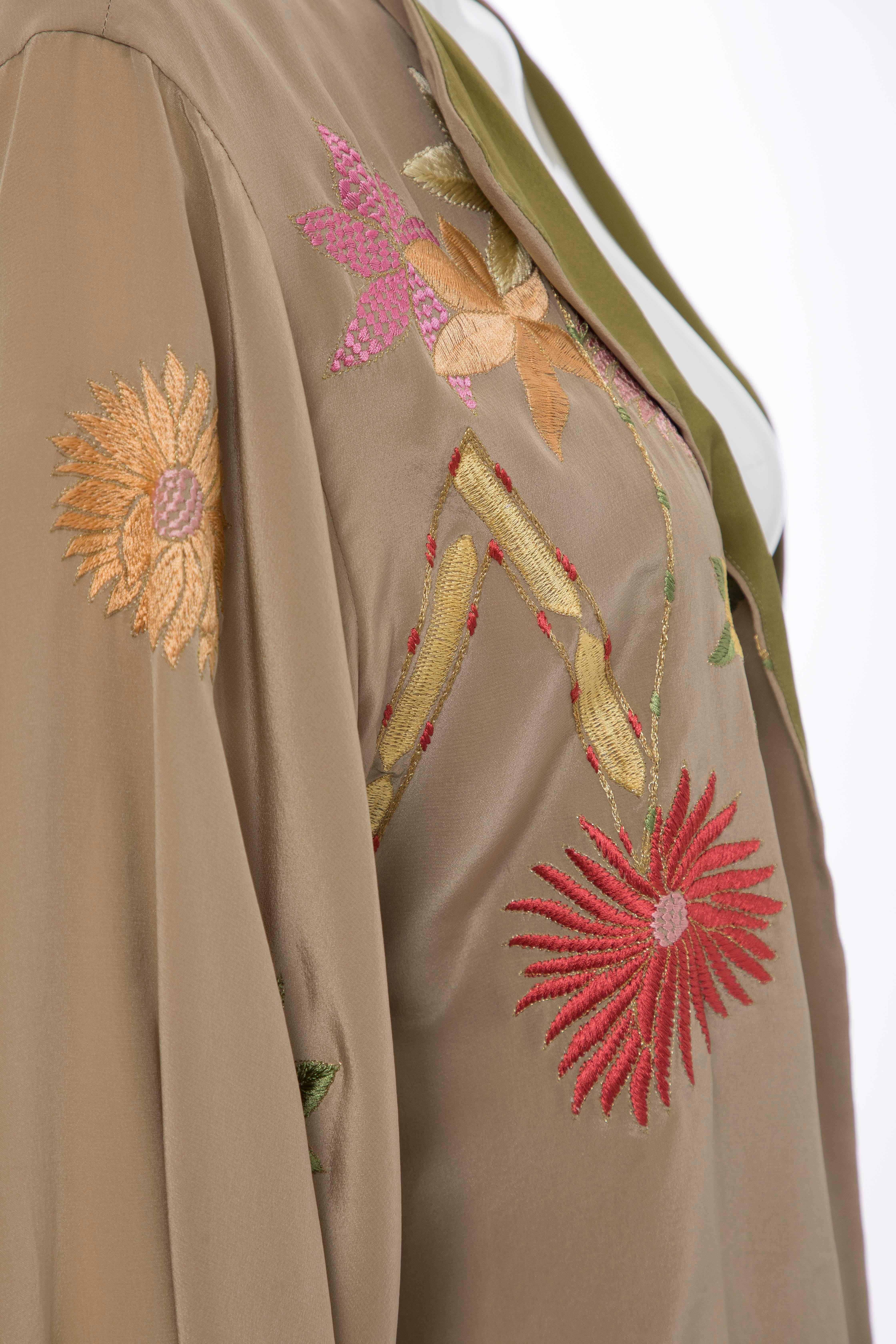 Women's Natori Silk Floral Embroidered Kimono Jacket, Spring 2005