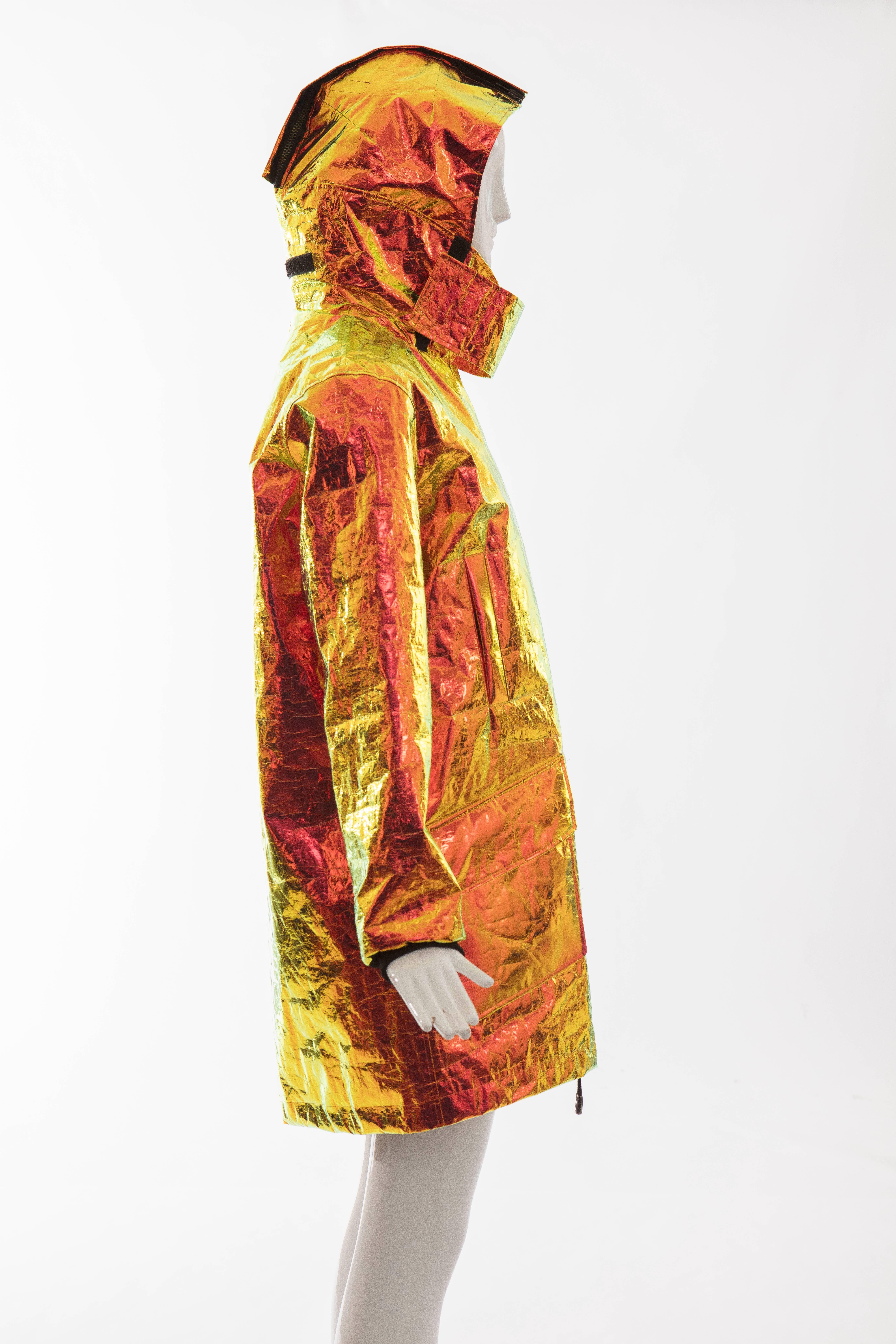 Women's or Men's Wanda Nylon Iridescent Metallic Foil Hooded Parka, Autumn - Winter 2014 For Sale