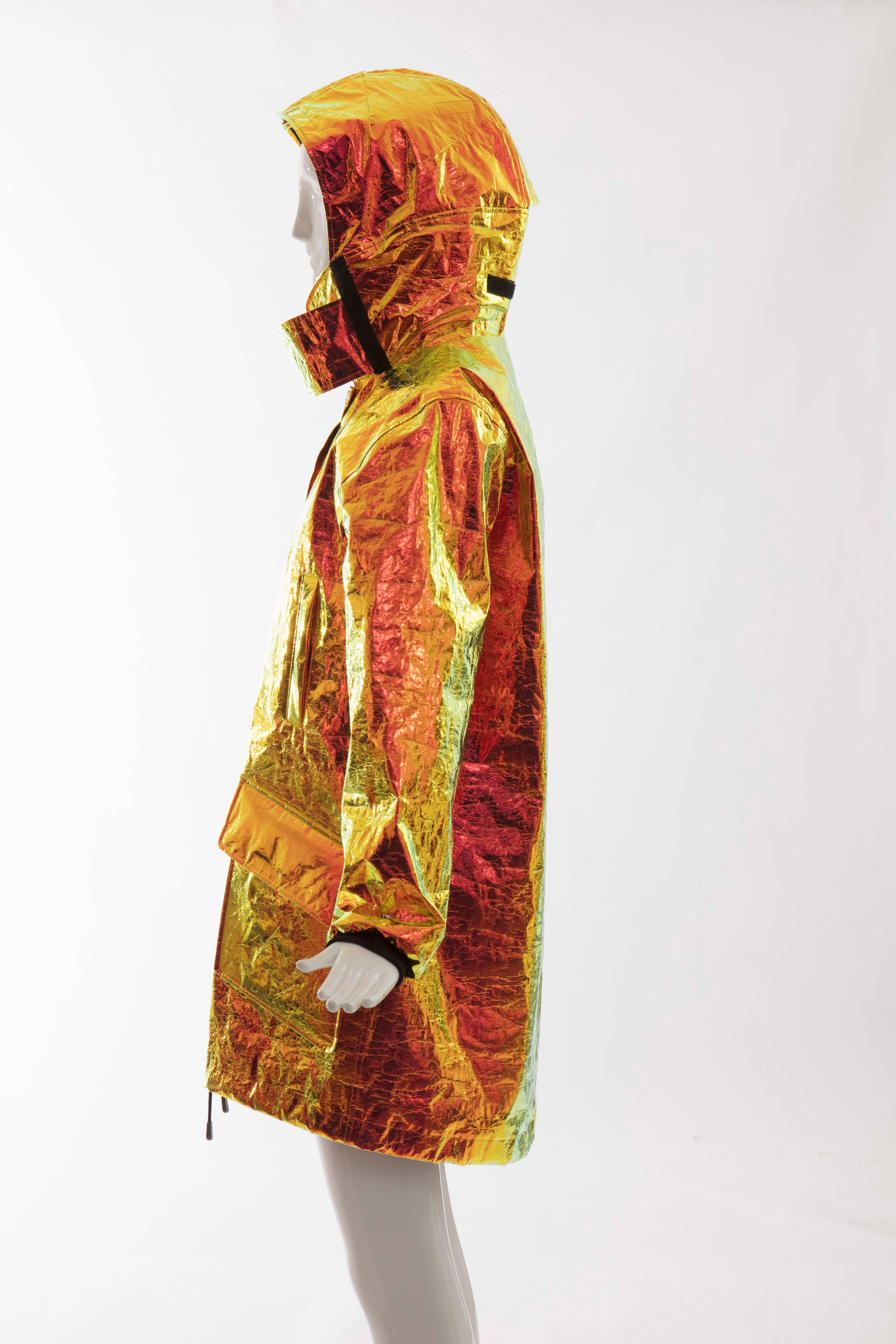 Wanda Nylon Iridescent Metallic Foil Hooded Parka, Autumn - Winter 2014 For Sale 3