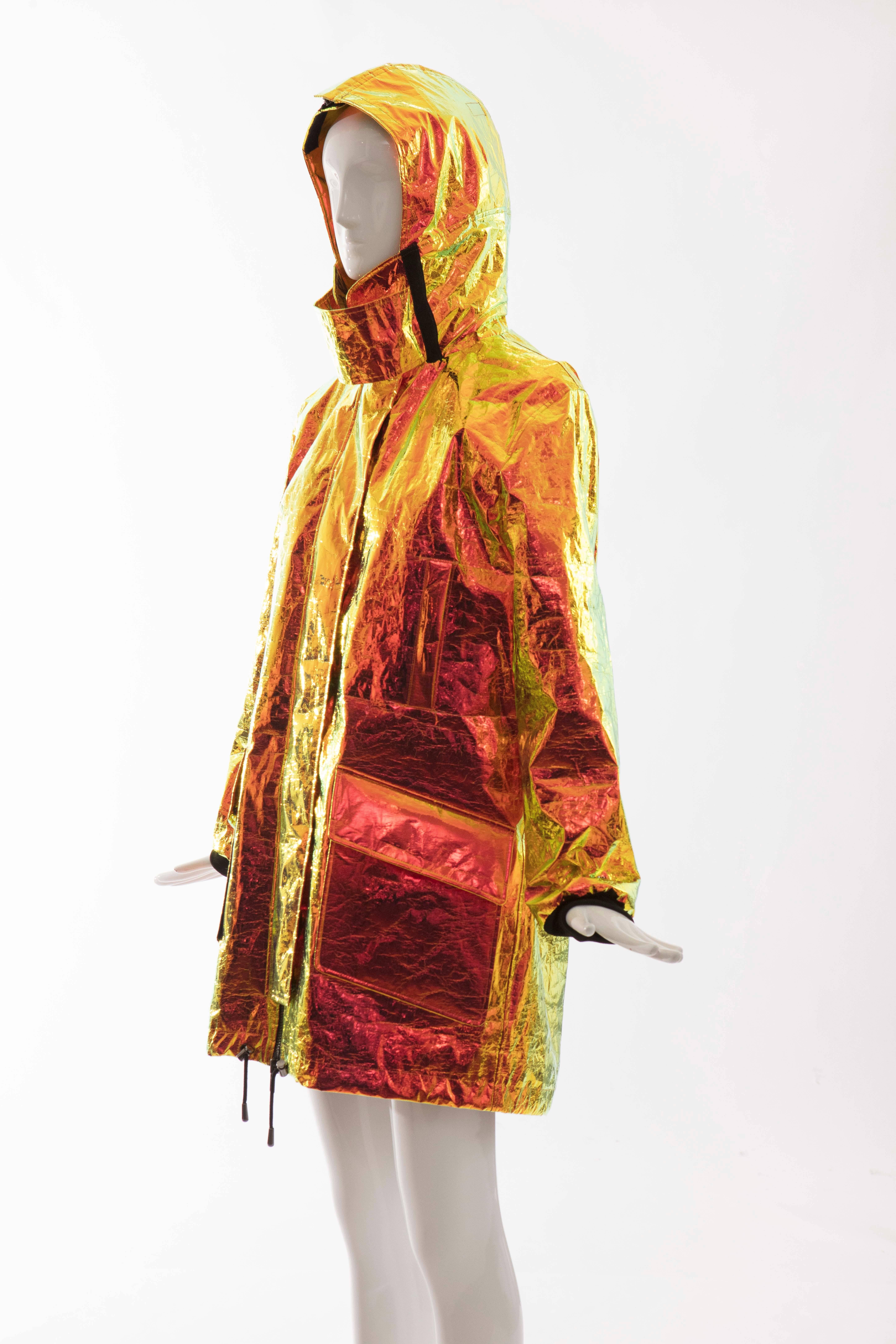Wanda Nylon Iridescent Metallic Foil Hooded Parka, Autumn - Winter 2014 For Sale 4