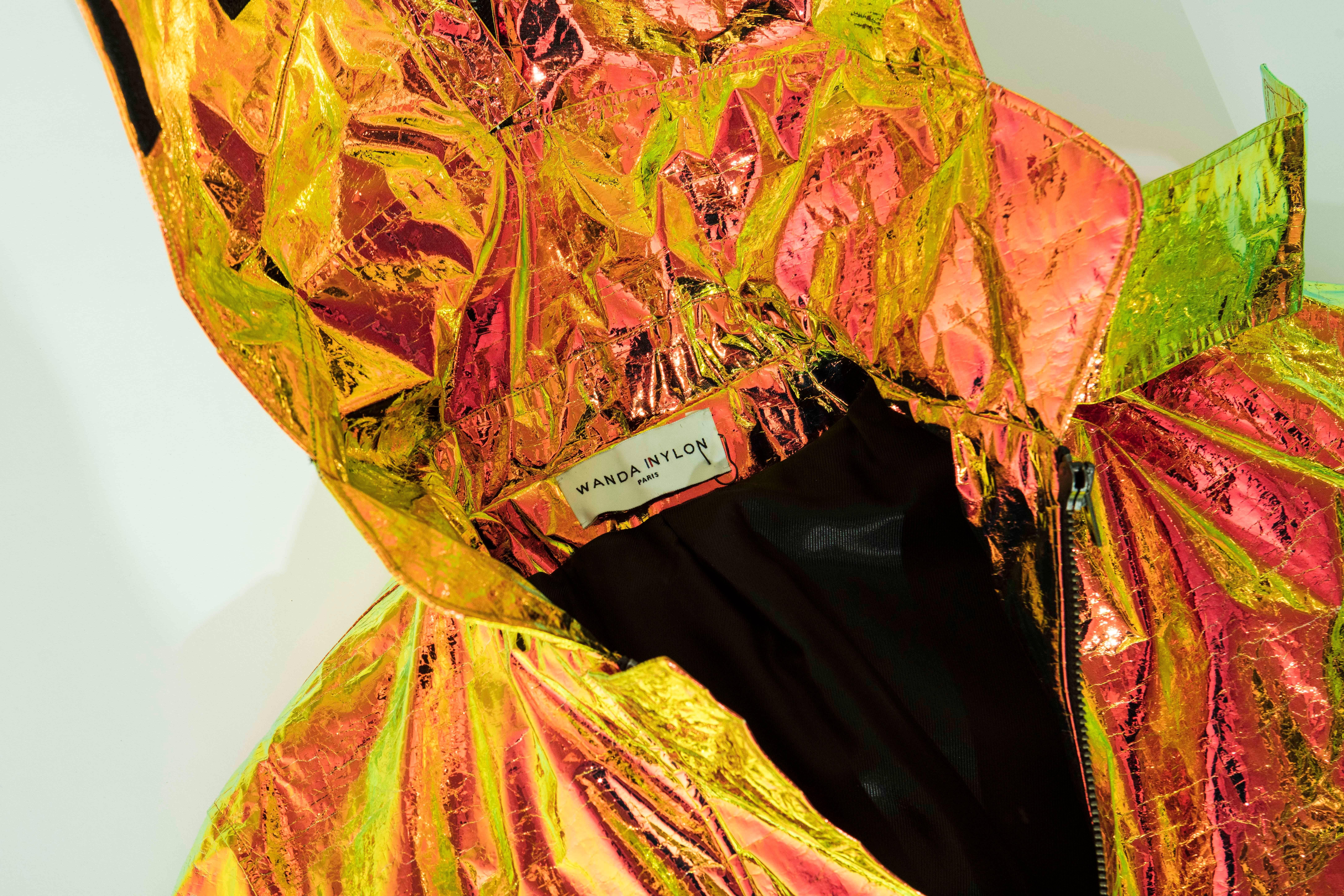 Wanda Nylon Iridescent Metallic Foil Hooded Parka, Autumn - Winter 2014 For Sale 5