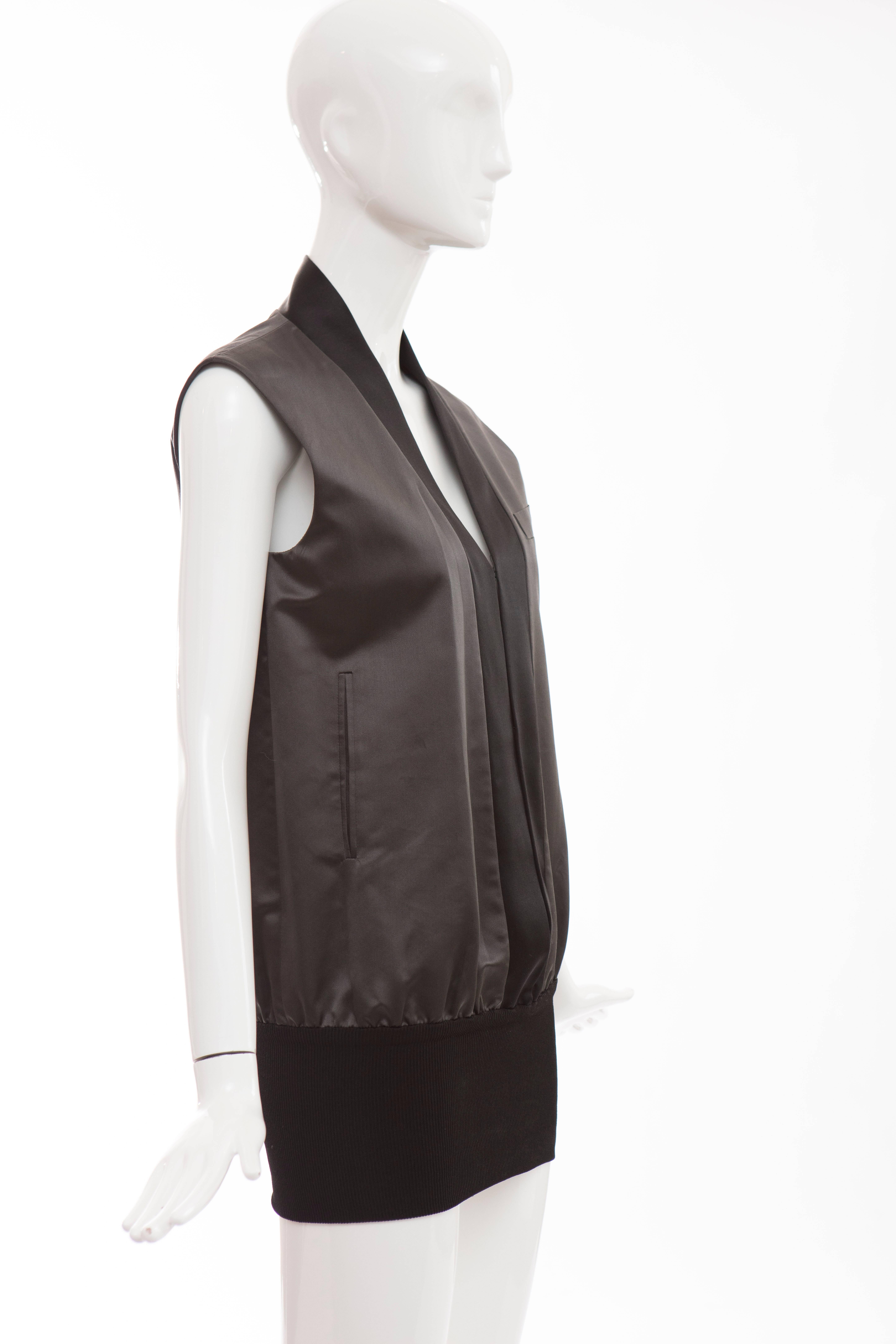 Black John Bartlett Charcoal Grey Duchess Silk Satin Vest, Autumn - Winter 1999 For Sale