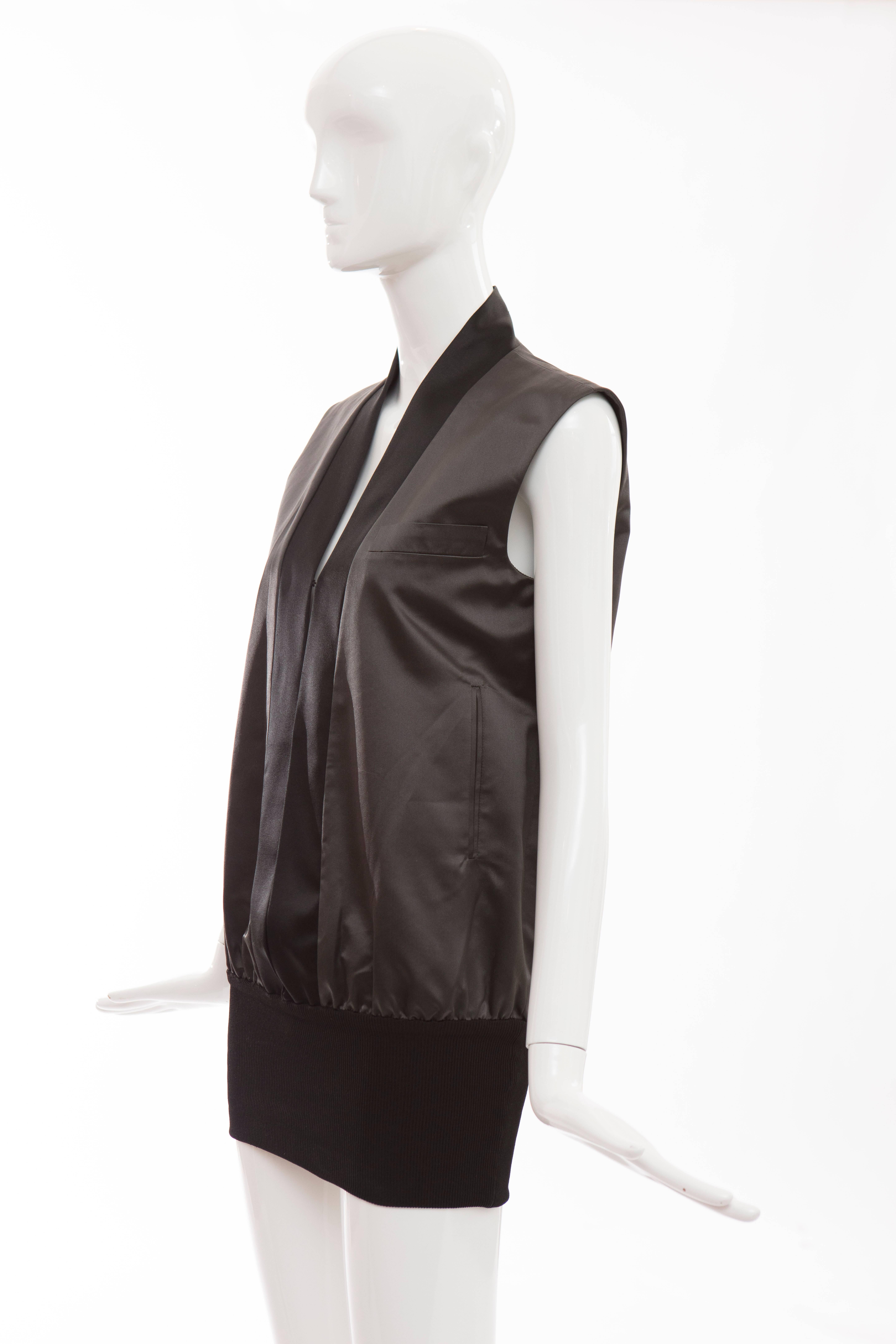 John Bartlett Charcoal Grey Duchess Silk Satin Vest, Autumn - Winter 1999 For Sale 3