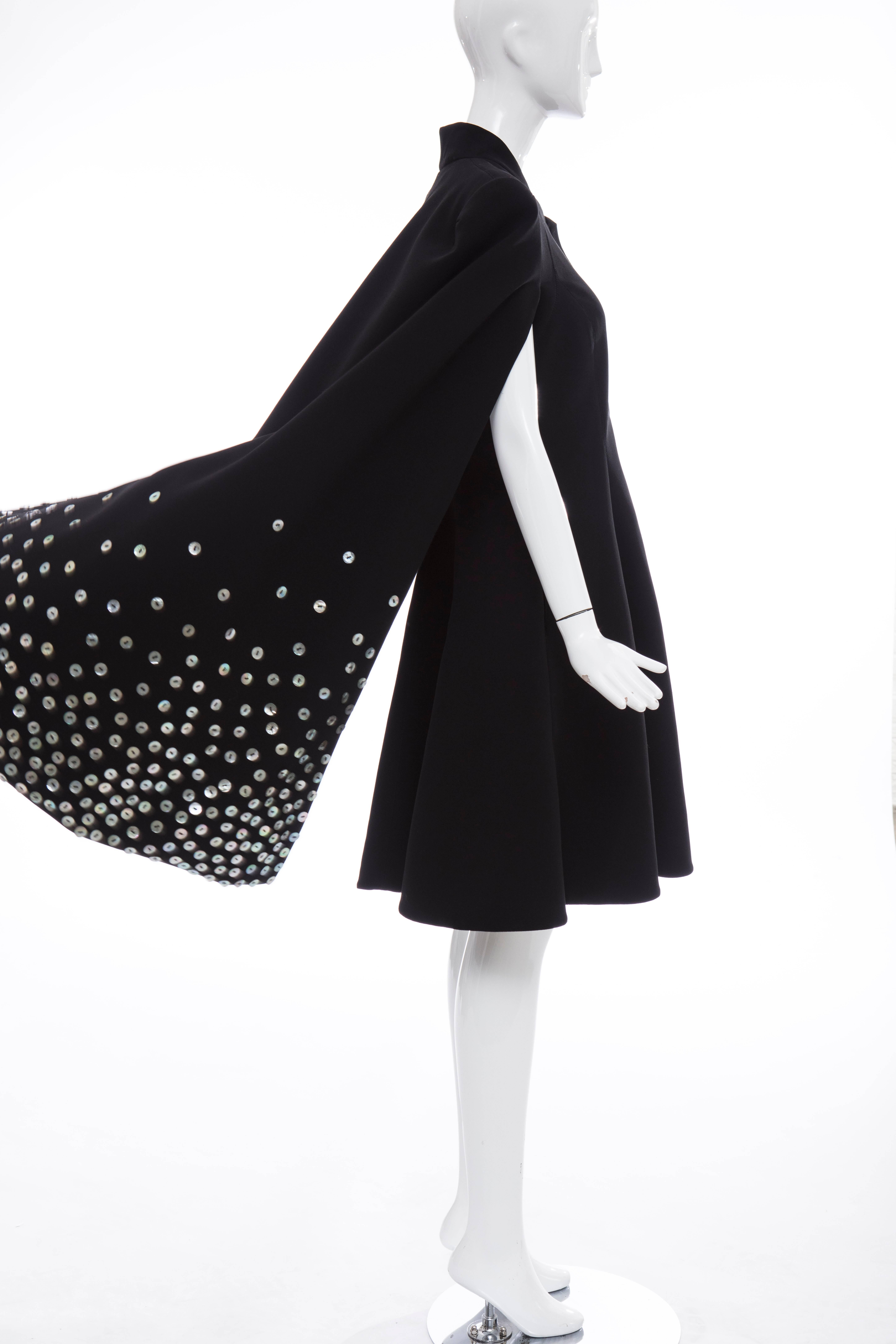Gareth Pugh Zip Front Black Dress With Mother of Pearl Cape, Spring 2015 For Sale 3